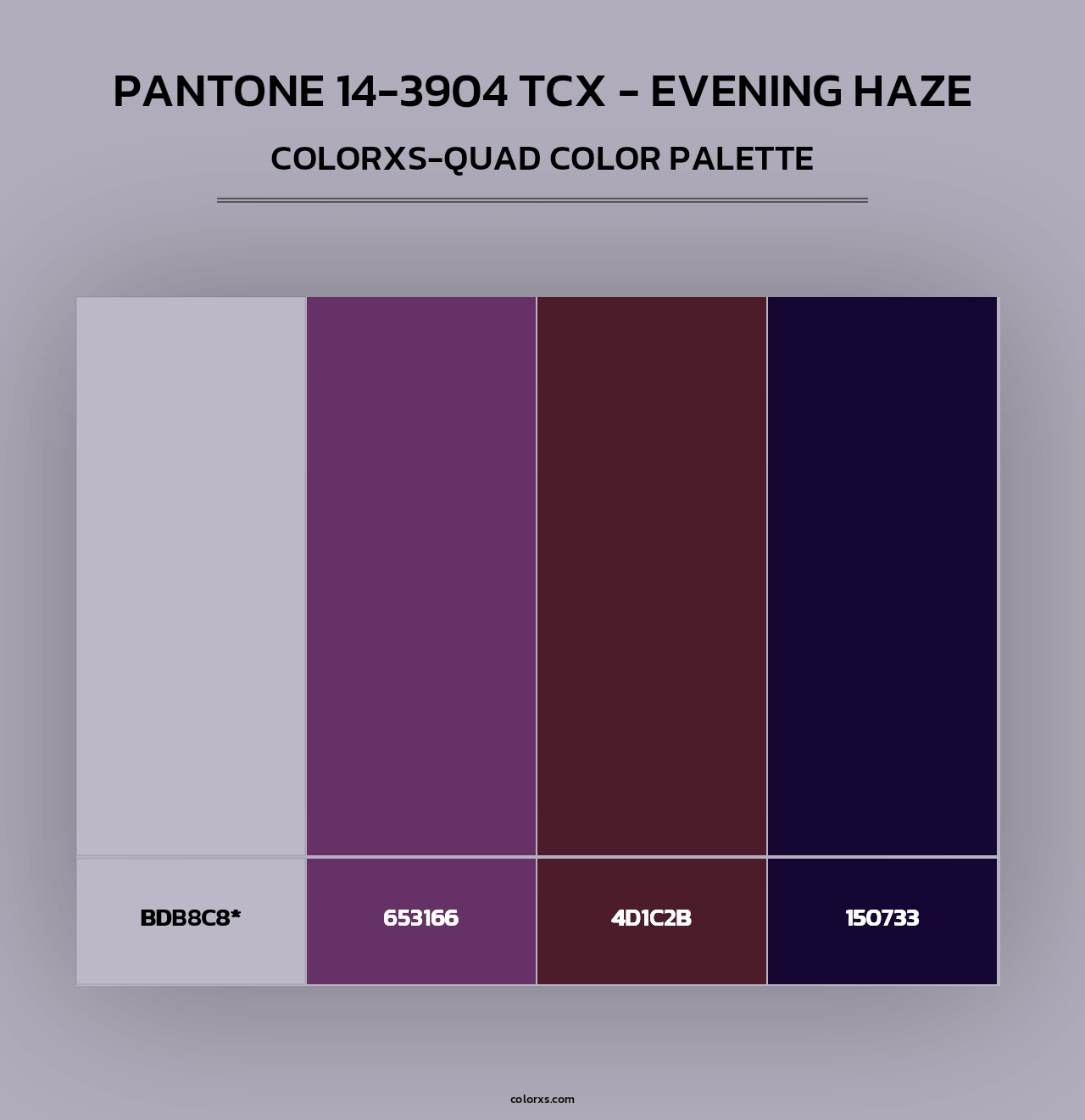PANTONE 14-3904 TCX - Evening Haze - Colorxs Quad Palette