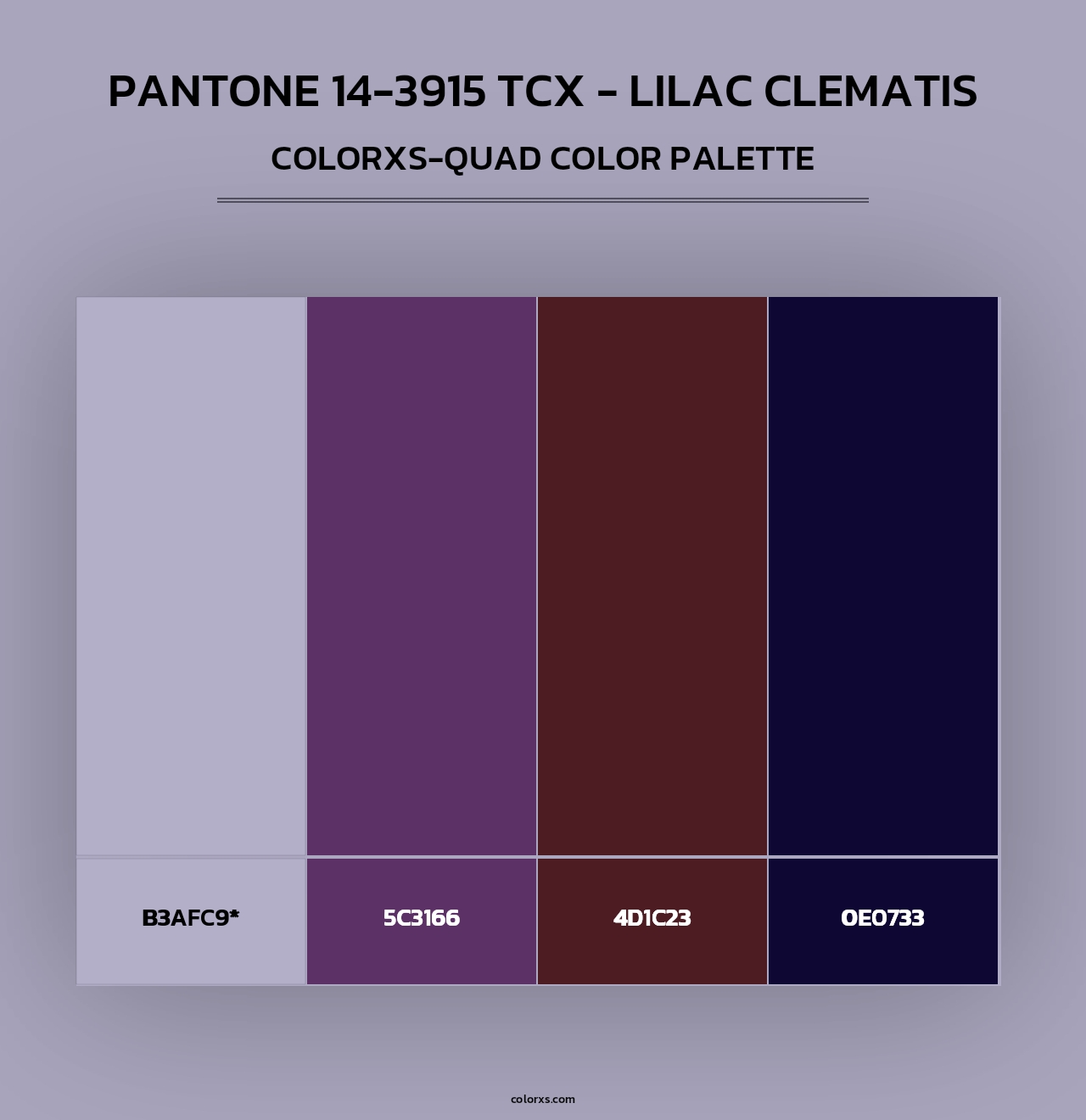PANTONE 14-3915 TCX - Lilac Clematis - Colorxs Quad Palette