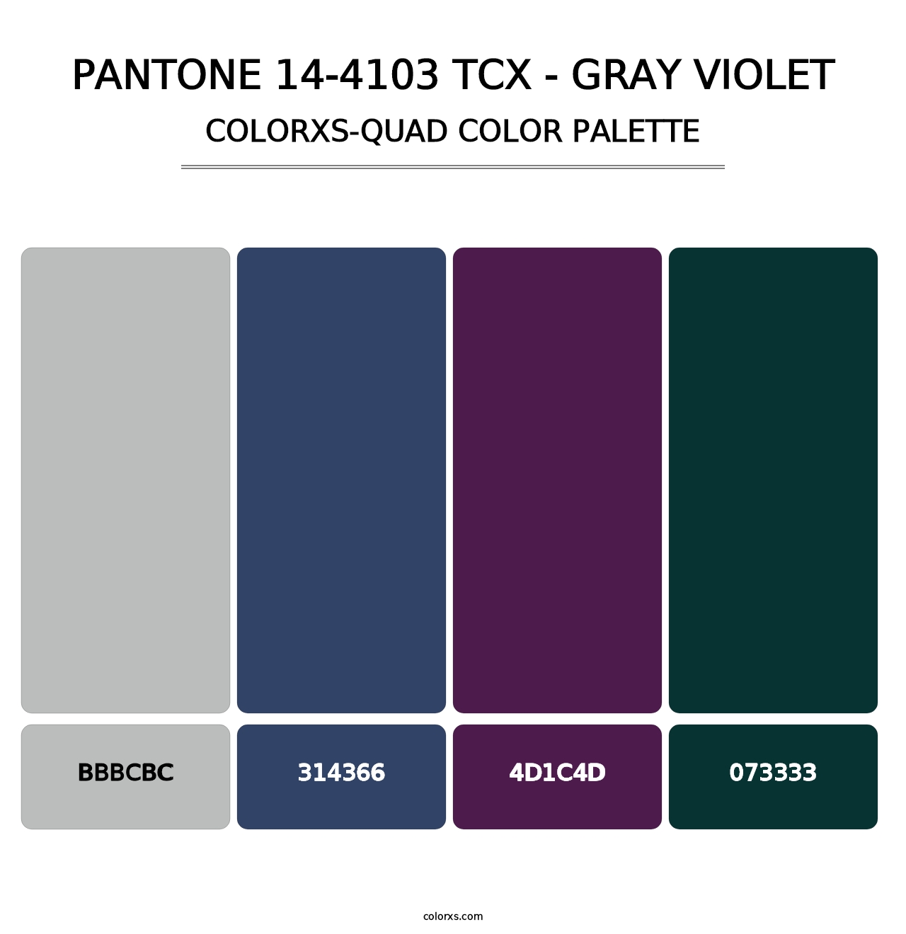 PANTONE 14-4103 TCX - Gray Violet - Colorxs Quad Palette
