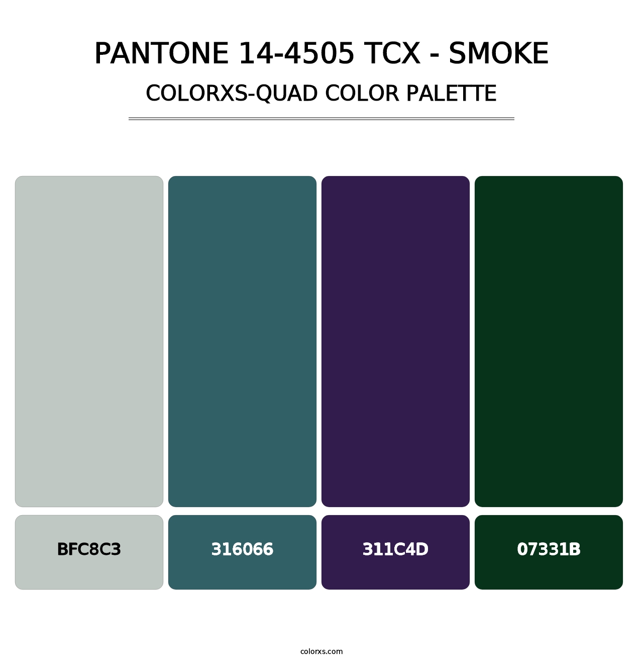PANTONE 14-4505 TCX - Smoke - Colorxs Quad Palette