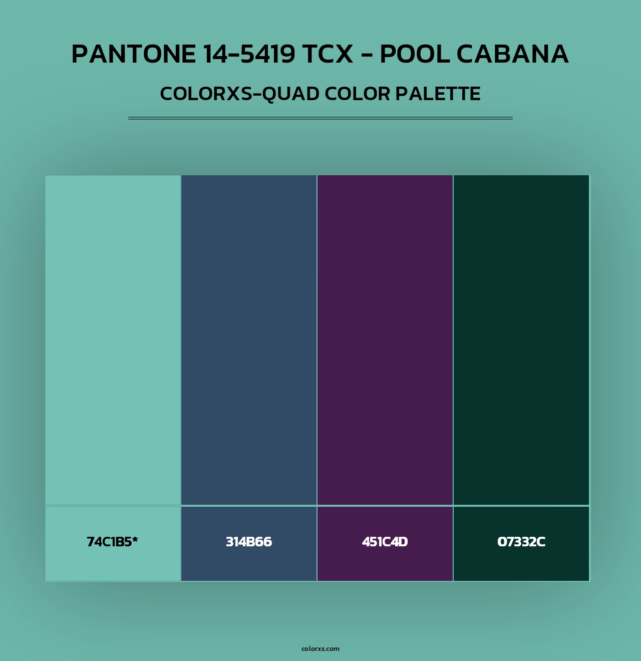 PANTONE 14-5419 TCX - Pool Cabana - Colorxs Quad Palette