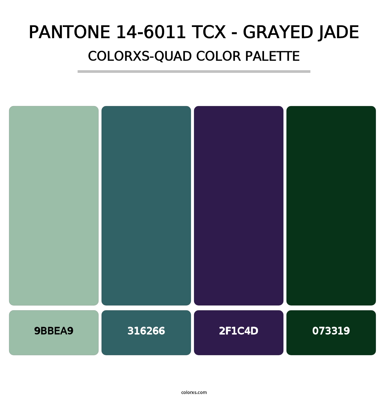 PANTONE 14-6011 TCX - Grayed Jade - Colorxs Quad Palette