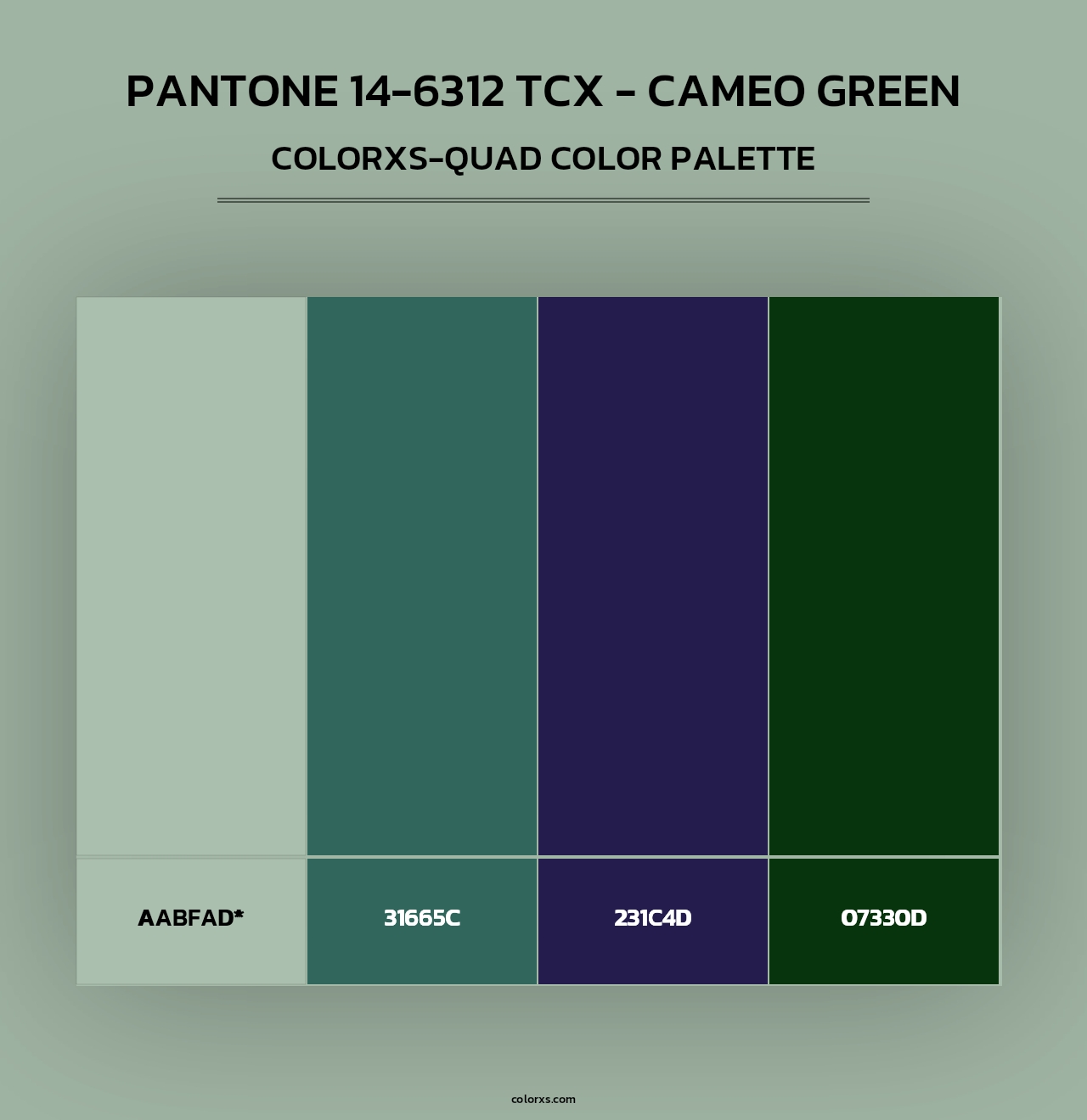 PANTONE 14-6312 TCX - Cameo Green - Colorxs Quad Palette
