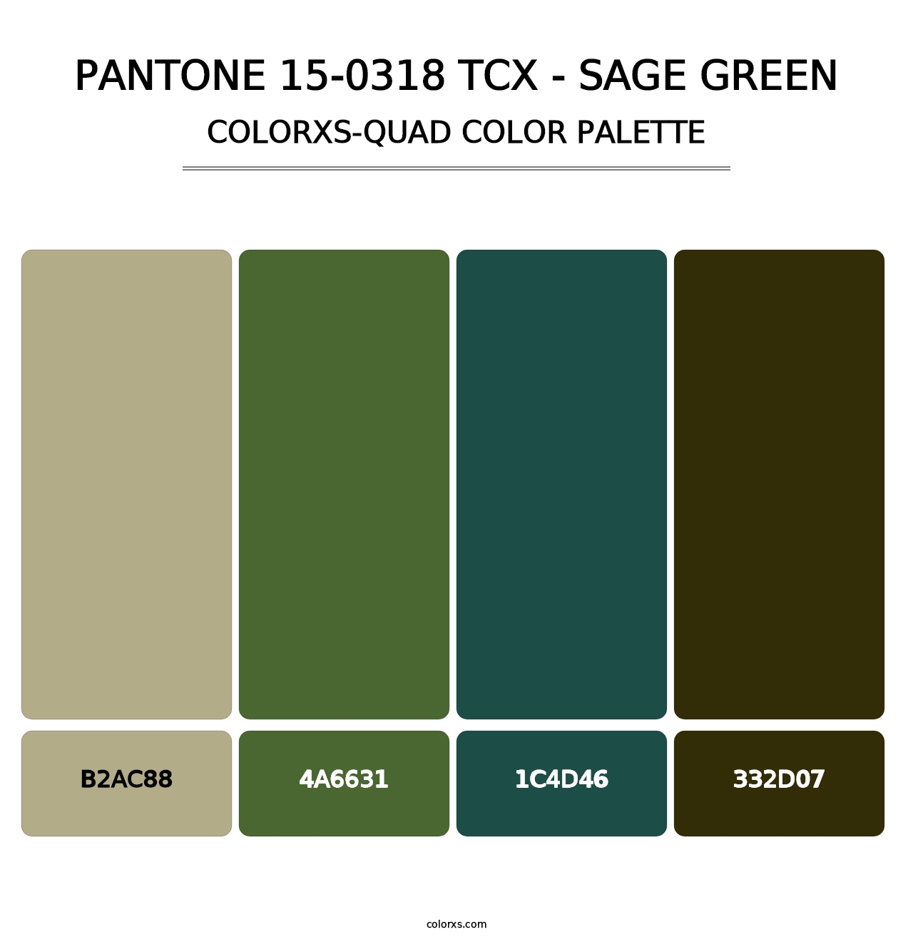 PANTONE 15-0318 TCX - Sage Green - Colorxs Quad Palette