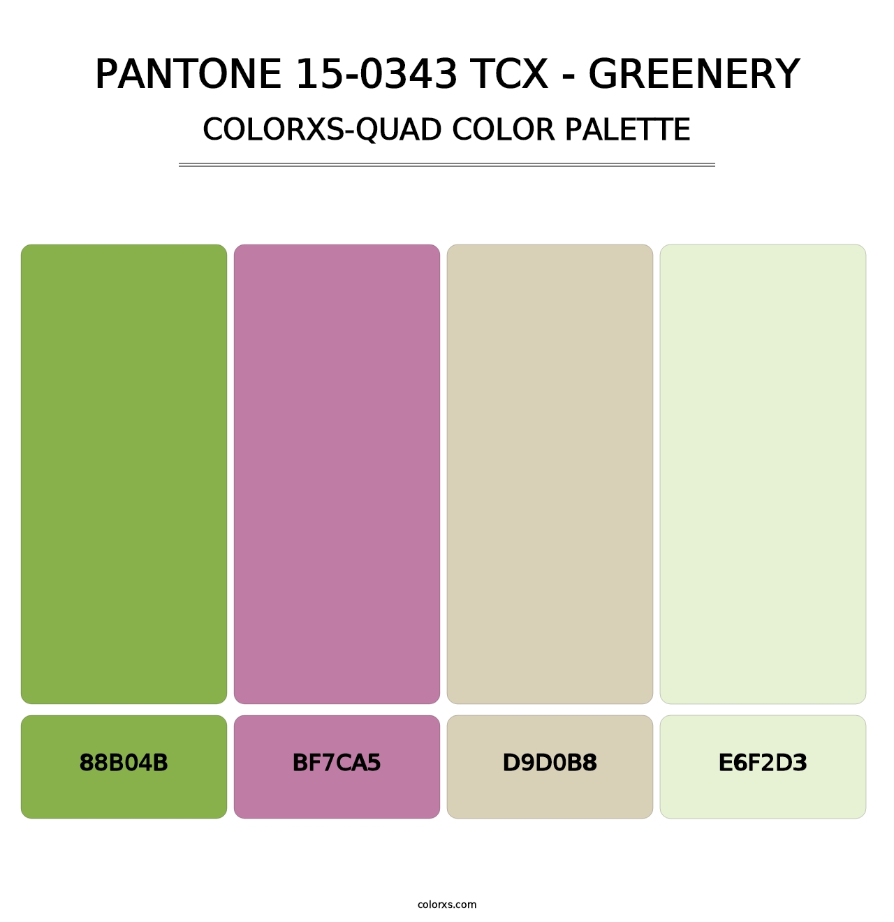 PANTONE 15-0343 TCX - Greenery - Colorxs Quad Palette