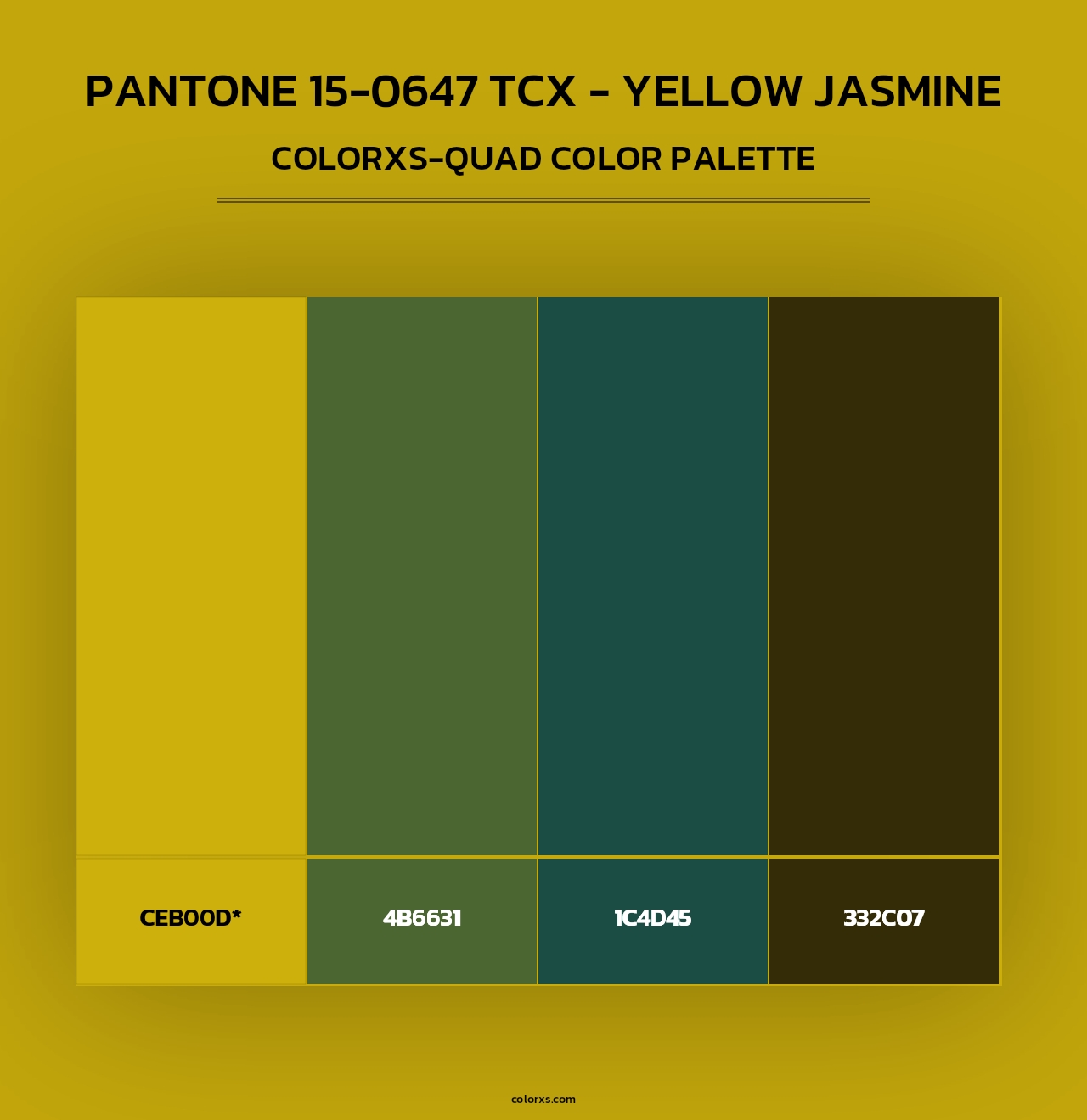 PANTONE 15-0647 TCX - Yellow Jasmine - Colorxs Quad Palette