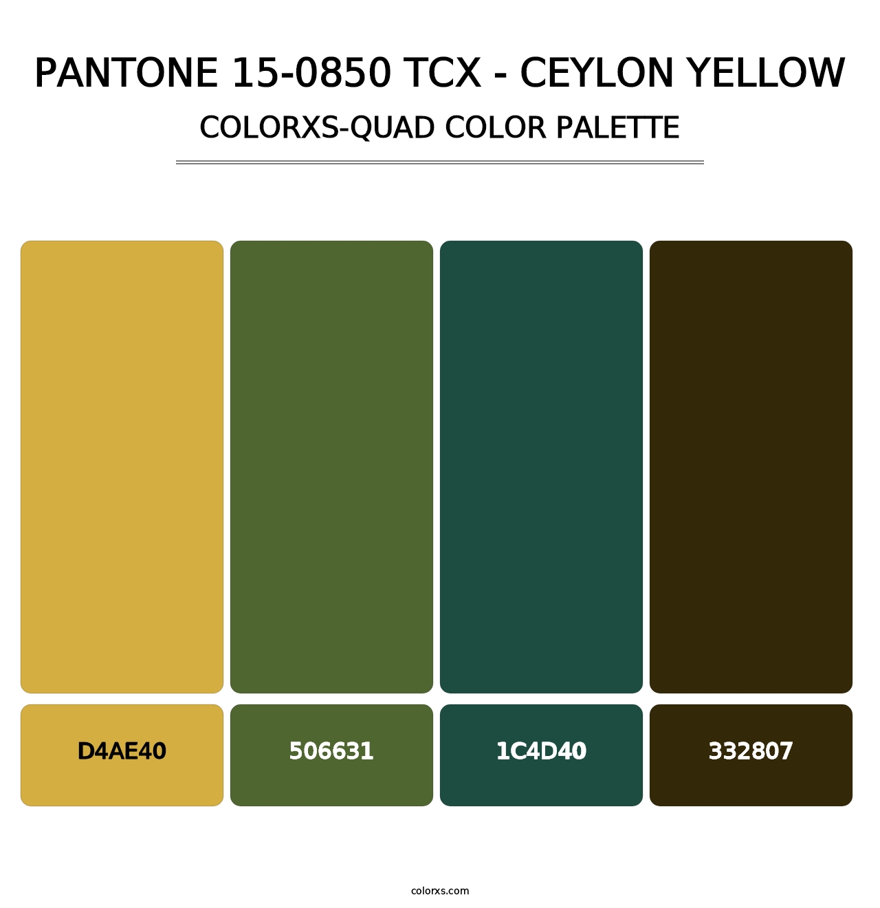 PANTONE 15-0850 TCX - Ceylon Yellow - Colorxs Quad Palette