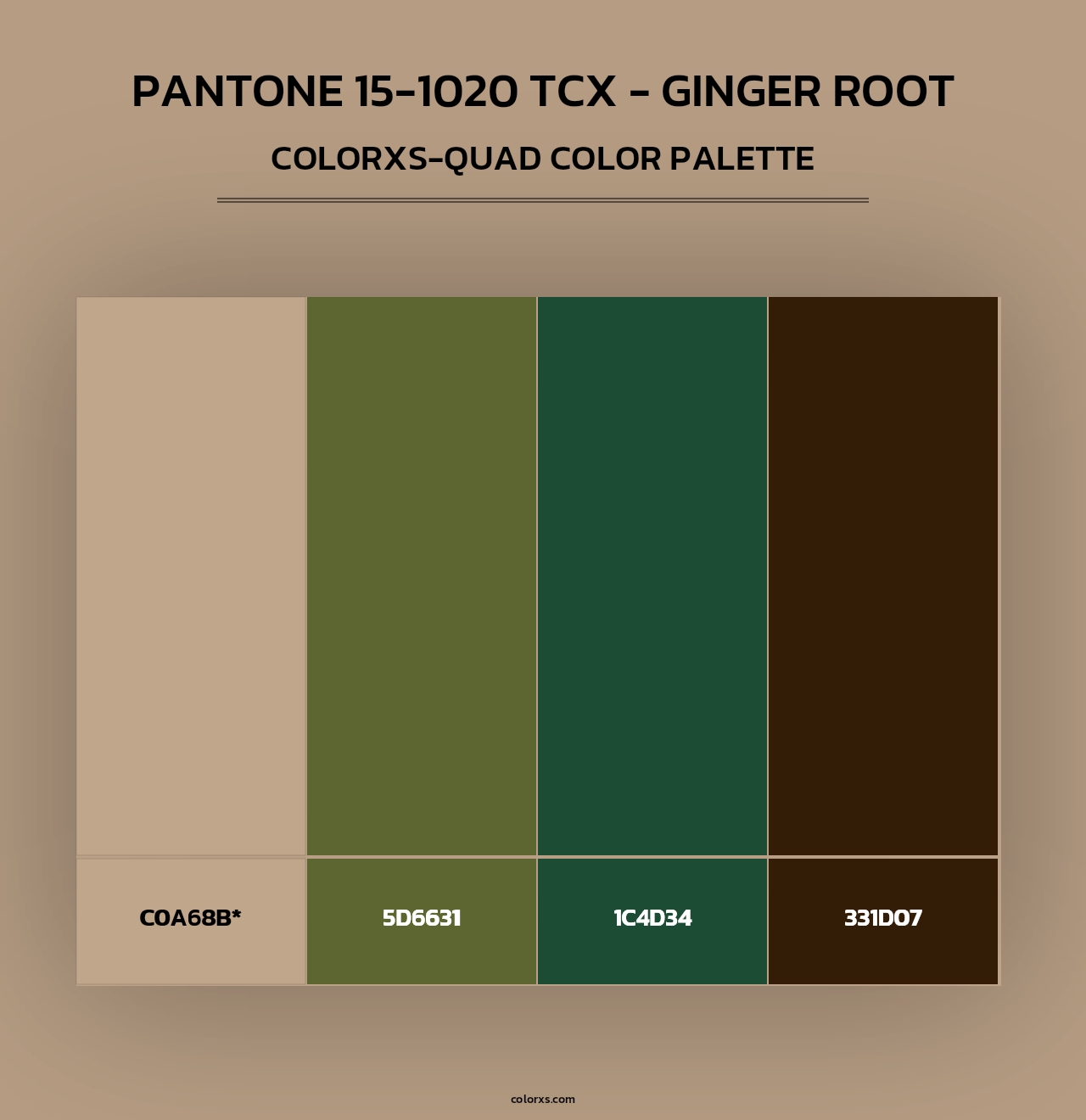 PANTONE 15-1020 TCX - Ginger Root - Colorxs Quad Palette