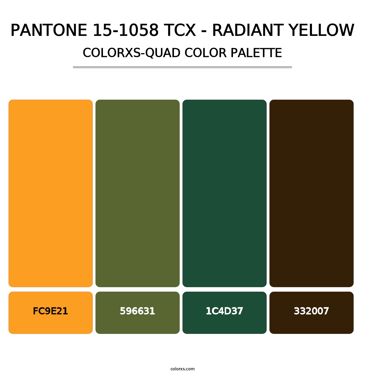 PANTONE 15-1058 TCX - Radiant Yellow - Colorxs Quad Palette