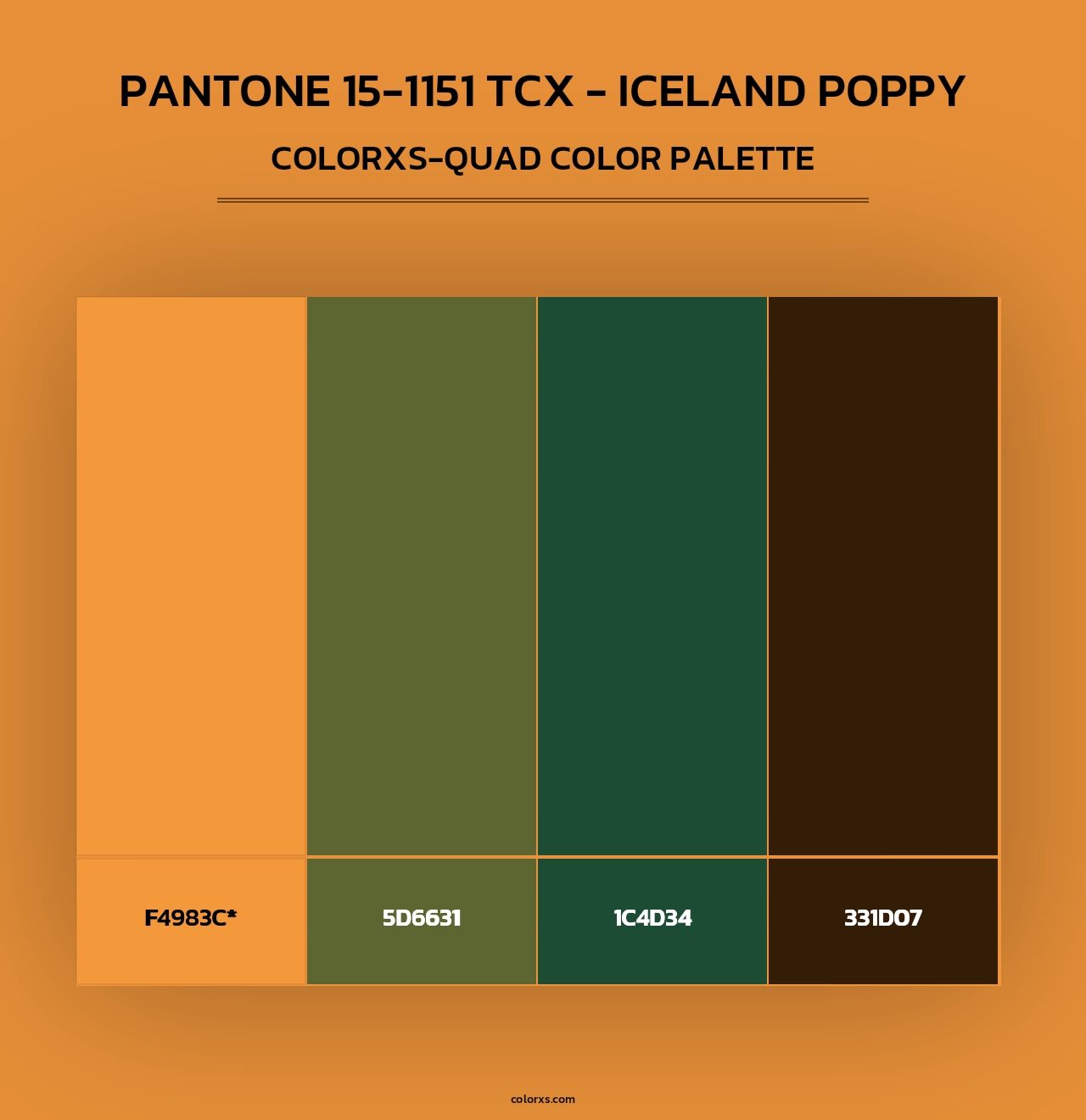 PANTONE 15-1151 TCX - Iceland Poppy - Colorxs Quad Palette