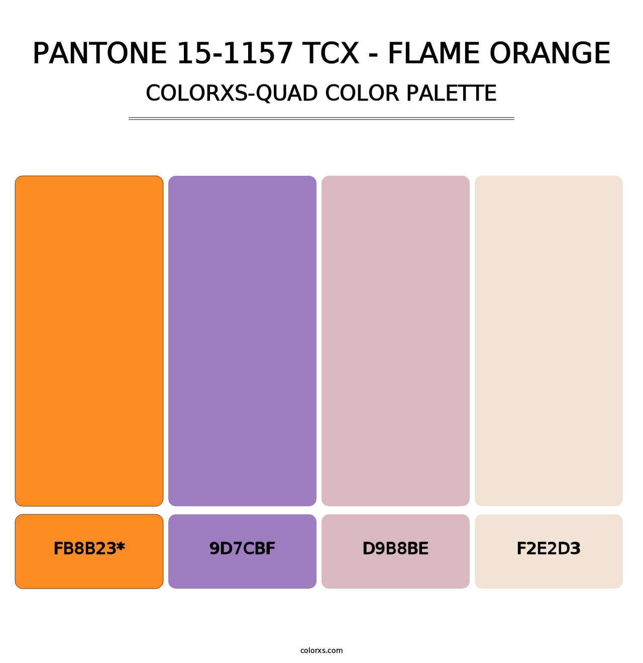 PANTONE 15-1157 TCX - Flame Orange - Colorxs Quad Palette