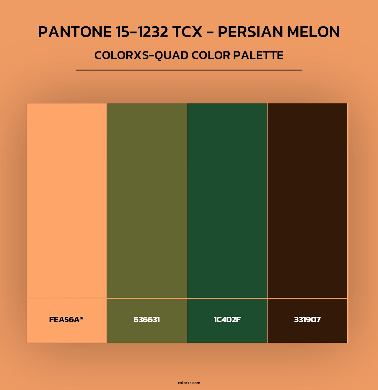 PANTONE 15-1232 TCX - Persian Melon - Colorxs Quad Palette
