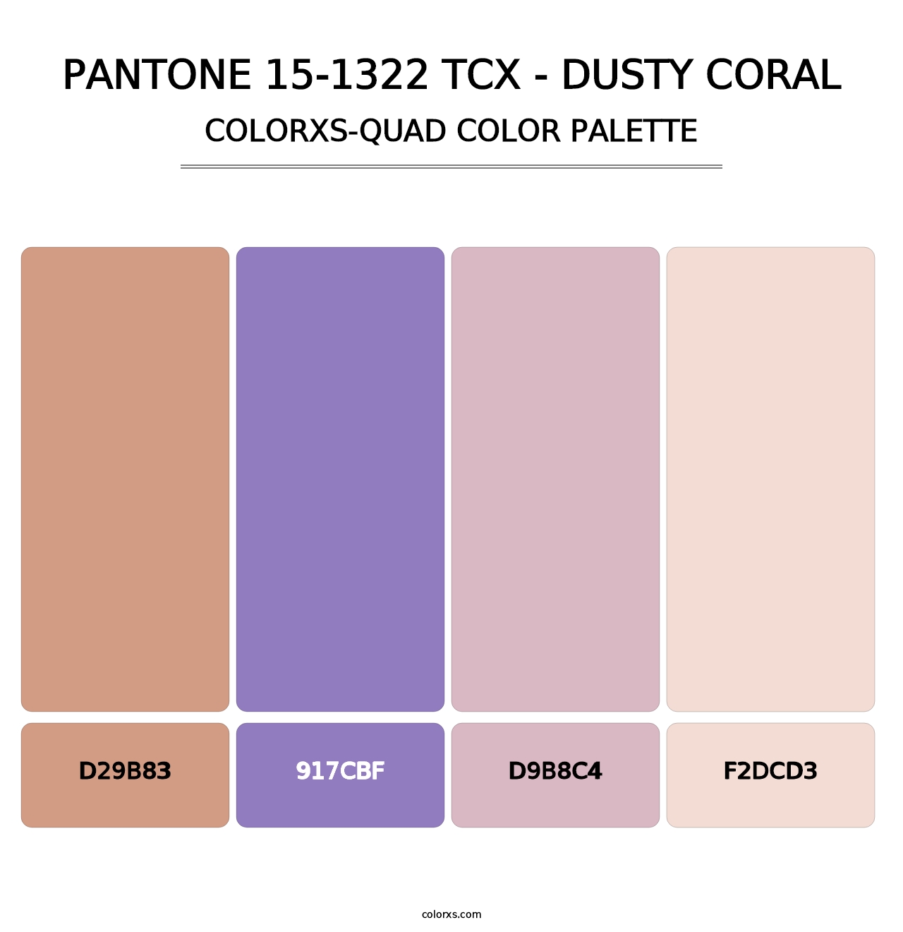 PANTONE 15-1322 TCX - Dusty Coral - Colorxs Quad Palette
