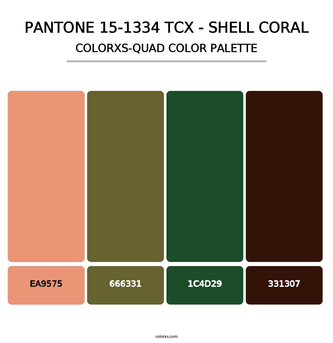 PANTONE 15-1334 TCX - Shell Coral - Colorxs Quad Palette