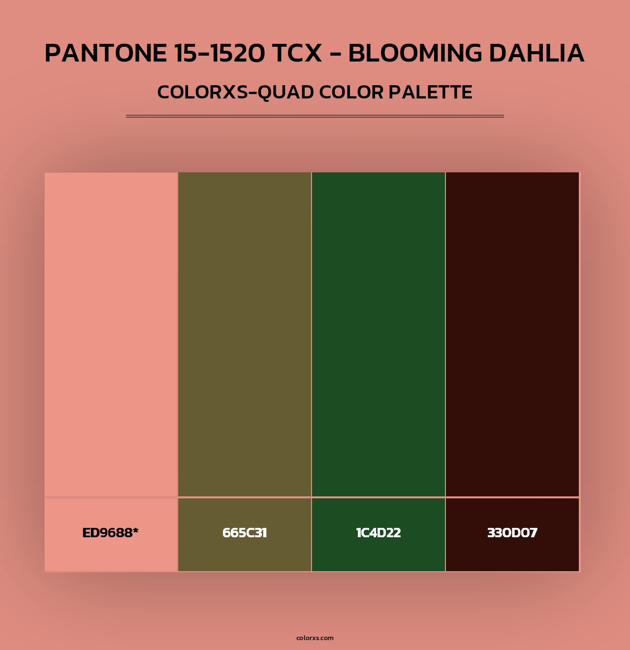 PANTONE 15-1520 TCX - Blooming Dahlia - Colorxs Quad Palette