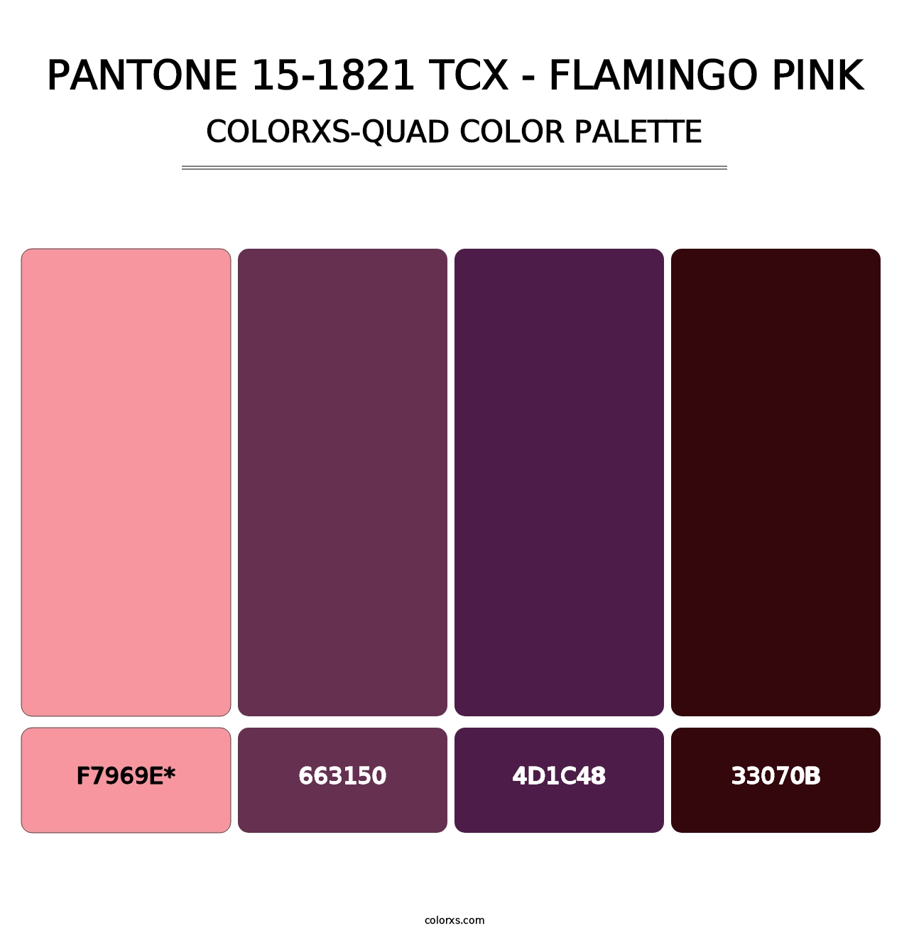 PANTONE 15-1821 TCX - Flamingo Pink - Colorxs Quad Palette
