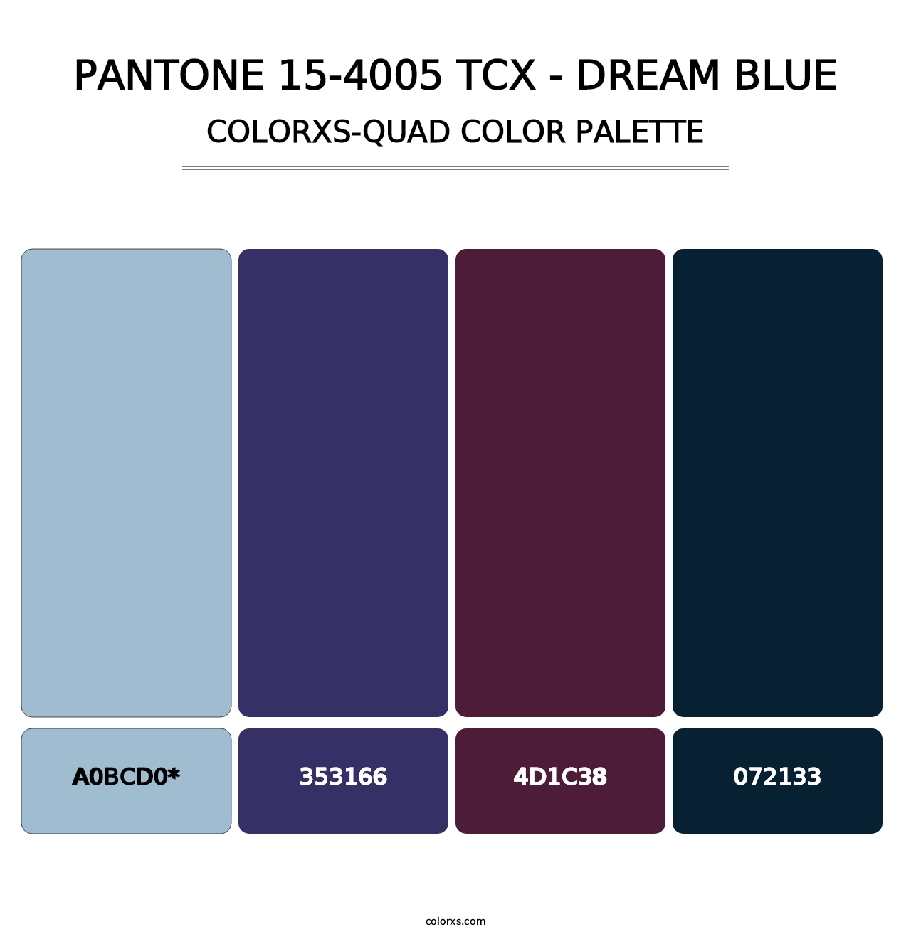 PANTONE 15-4005 TCX - Dream Blue - Colorxs Quad Palette