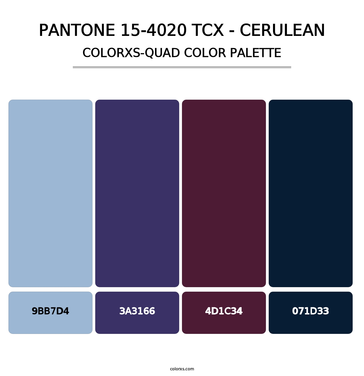 PANTONE 15-4020 TCX - Cerulean - Colorxs Quad Palette