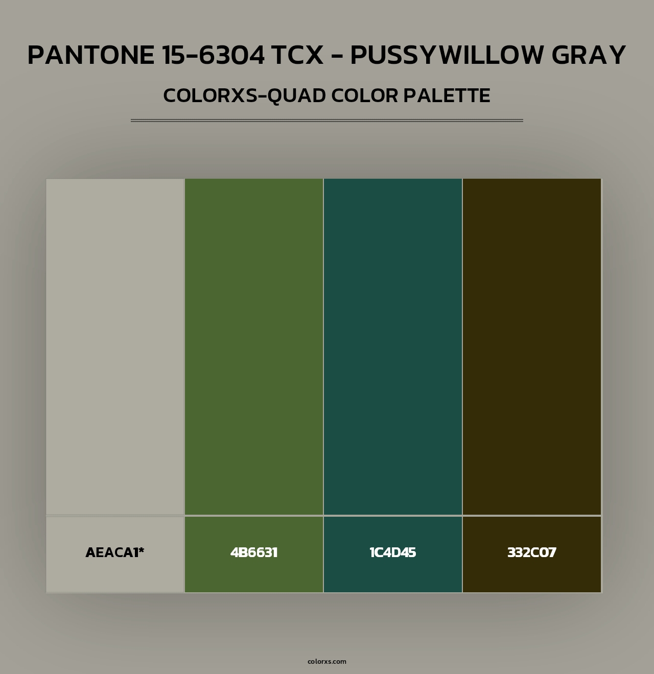 PANTONE 15-6304 TCX - Pussywillow Gray - Colorxs Quad Palette