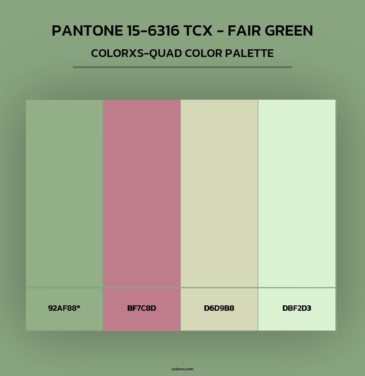 PANTONE 15-6316 TCX - Fair Green - Colorxs Quad Palette