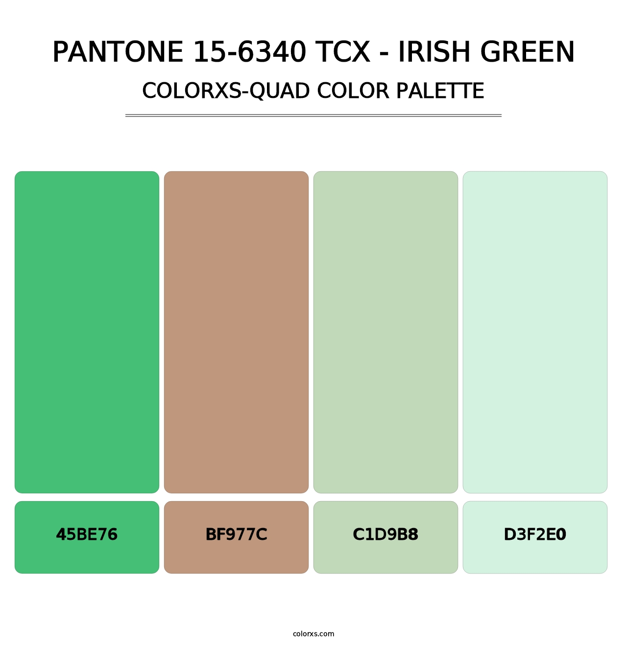 PANTONE 15-6340 TCX - Irish Green - Colorxs Quad Palette