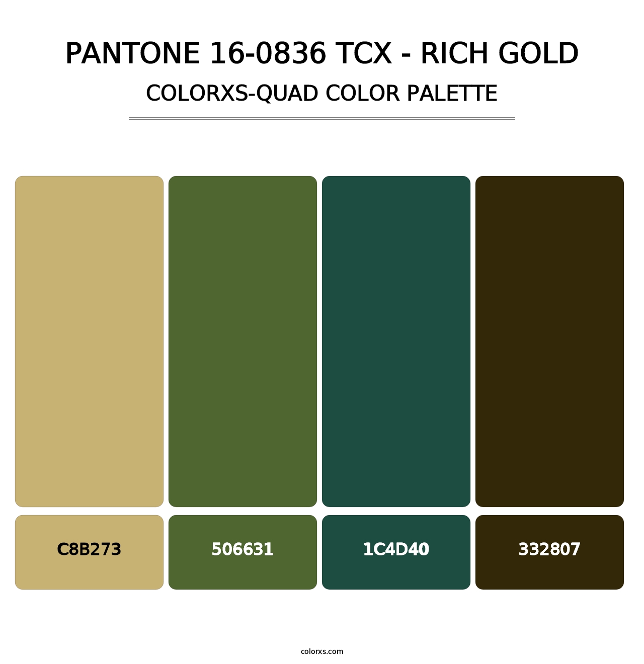 PANTONE 16-0836 TCX - Rich Gold - Colorxs Quad Palette