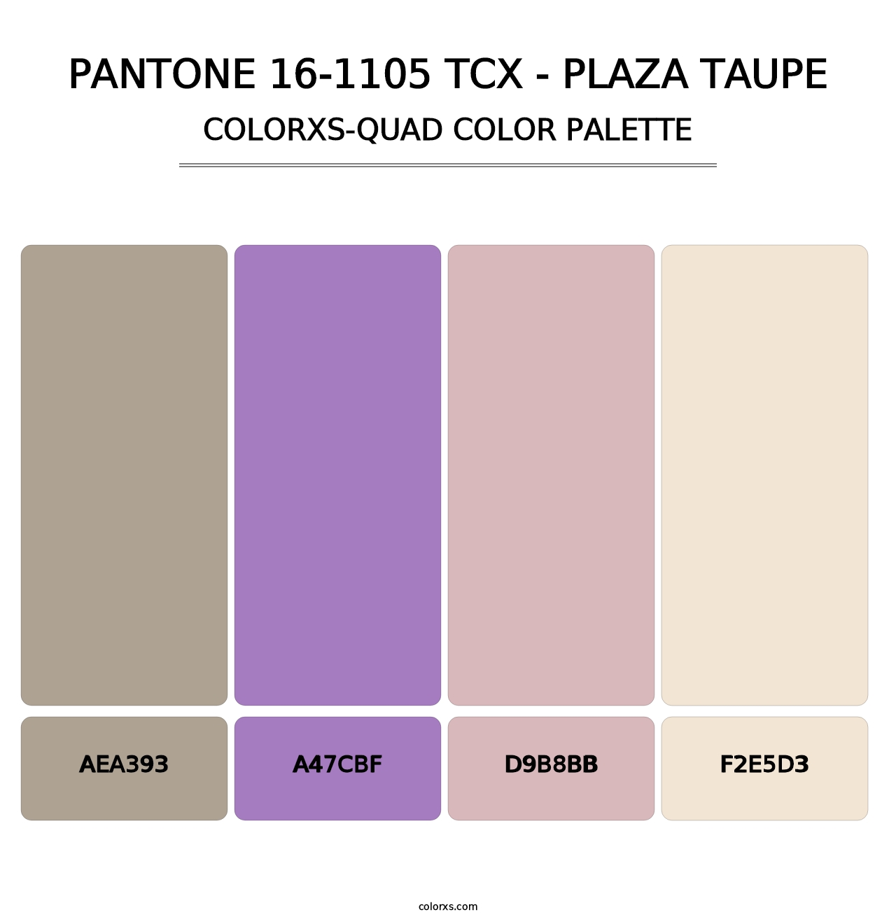 PANTONE 16-1105 TCX - Plaza Taupe - Colorxs Quad Palette