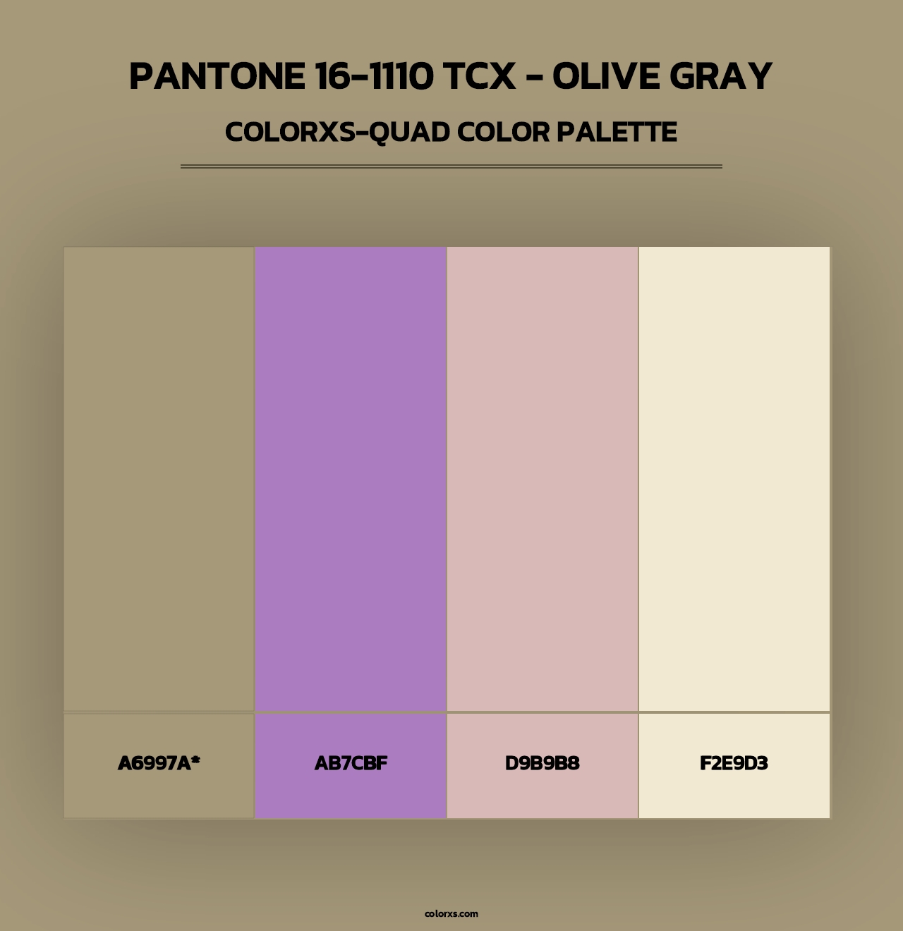 PANTONE 16-1110 TCX - Olive Gray - Colorxs Quad Palette