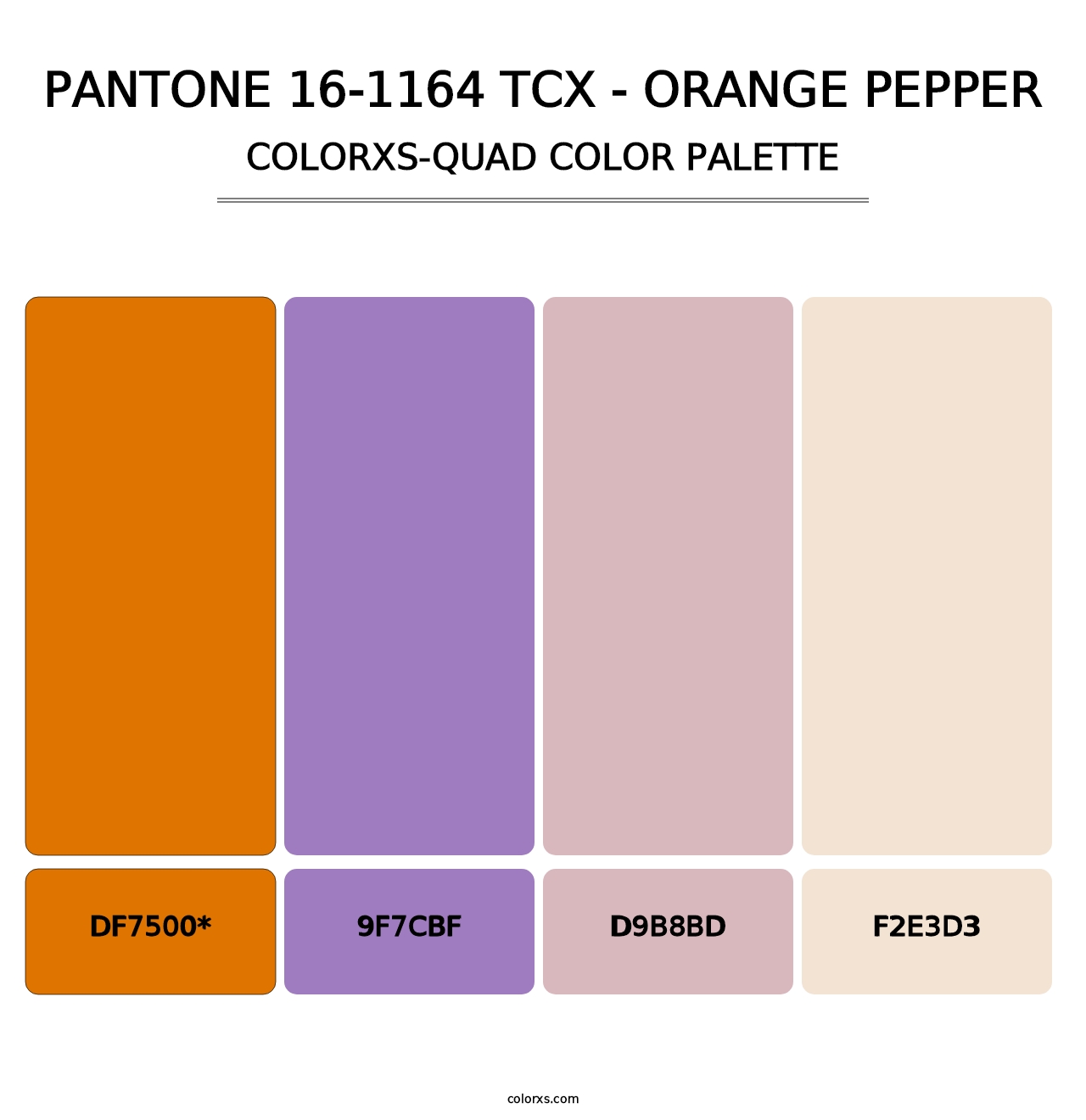 PANTONE 16-1164 TCX - Orange Pepper - Colorxs Quad Palette