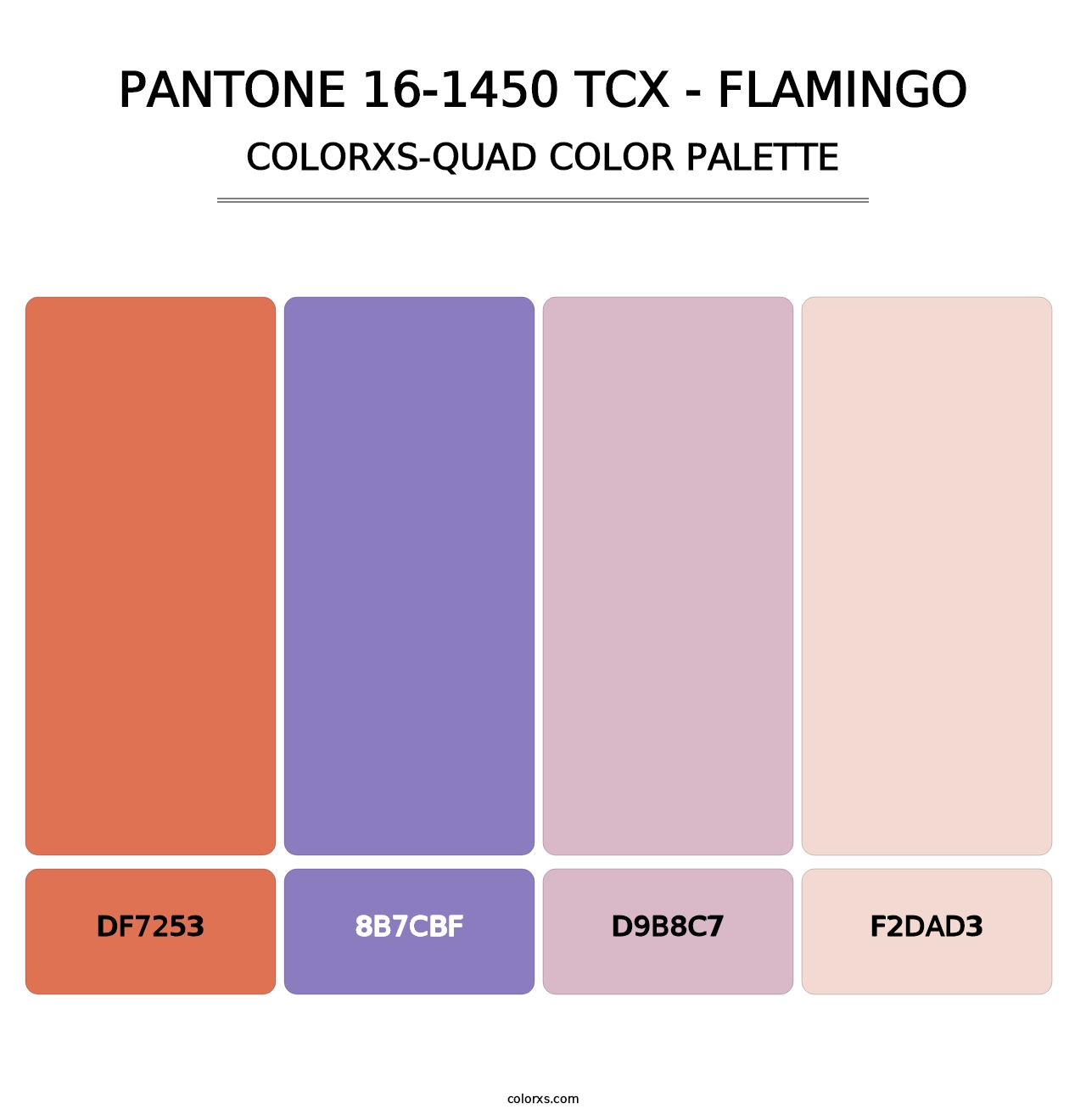 PANTONE 16-1450 TCX - Flamingo - Colorxs Quad Palette