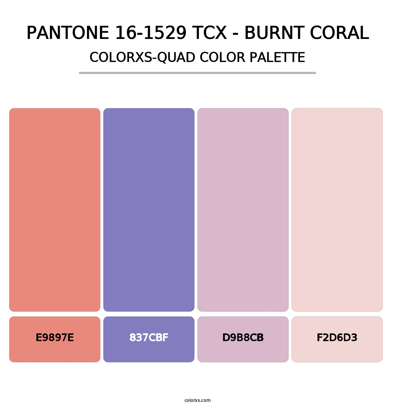 PANTONE 16-1529 TCX - Burnt Coral - Colorxs Quad Palette