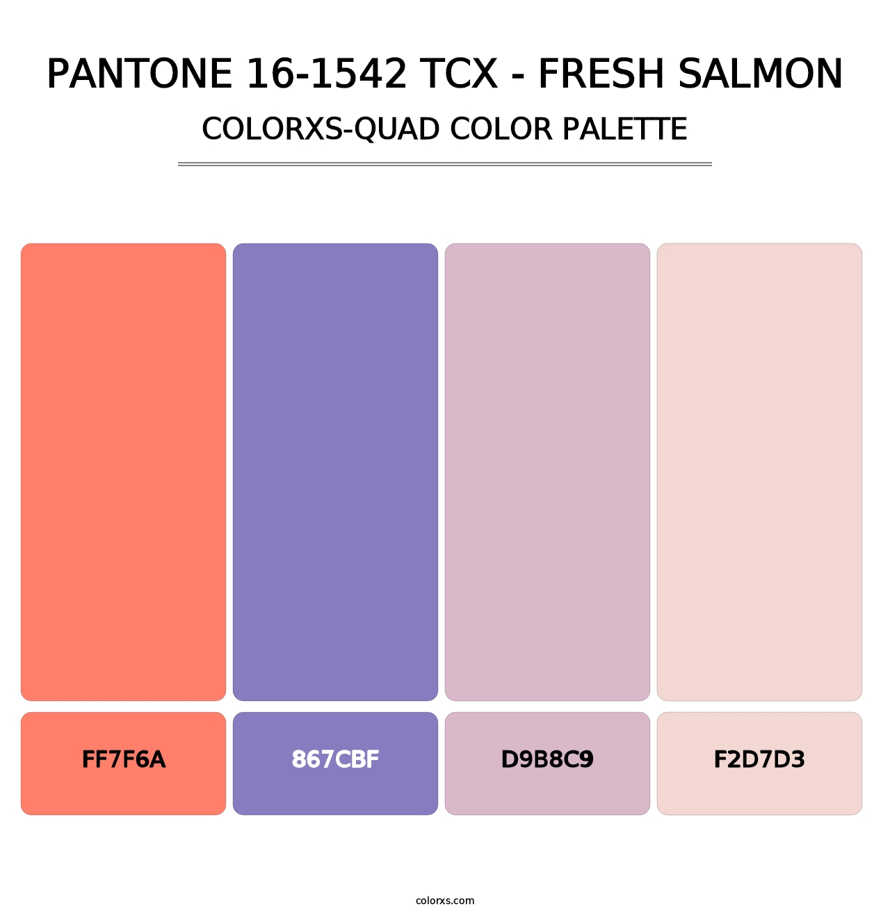 PANTONE 16-1542 TCX - Fresh Salmon - Colorxs Quad Palette