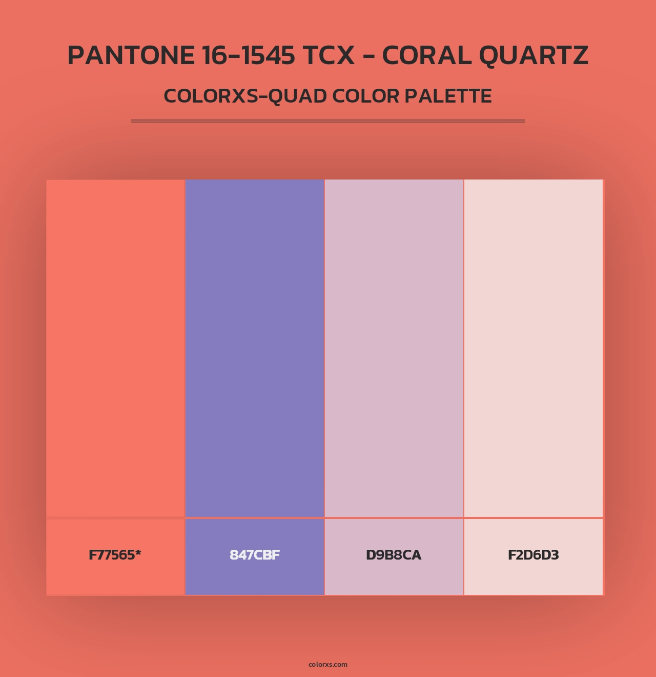 PANTONE 16-1545 TCX - Coral Quartz - Colorxs Quad Palette