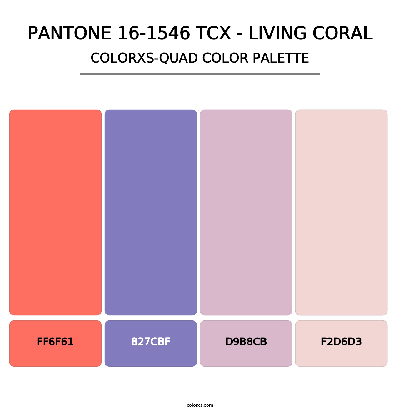 PANTONE 16-1546 TCX - Living Coral - Colorxs Quad Palette