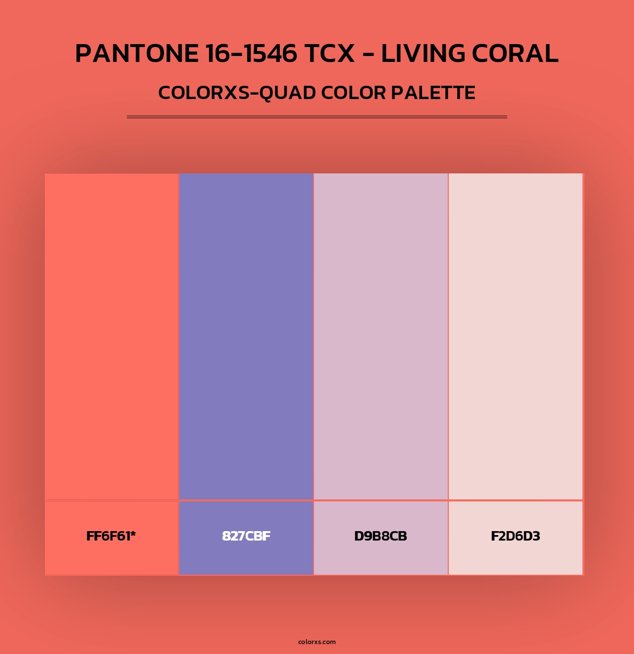 PANTONE 16-1546 TCX - Living Coral - Colorxs Quad Palette