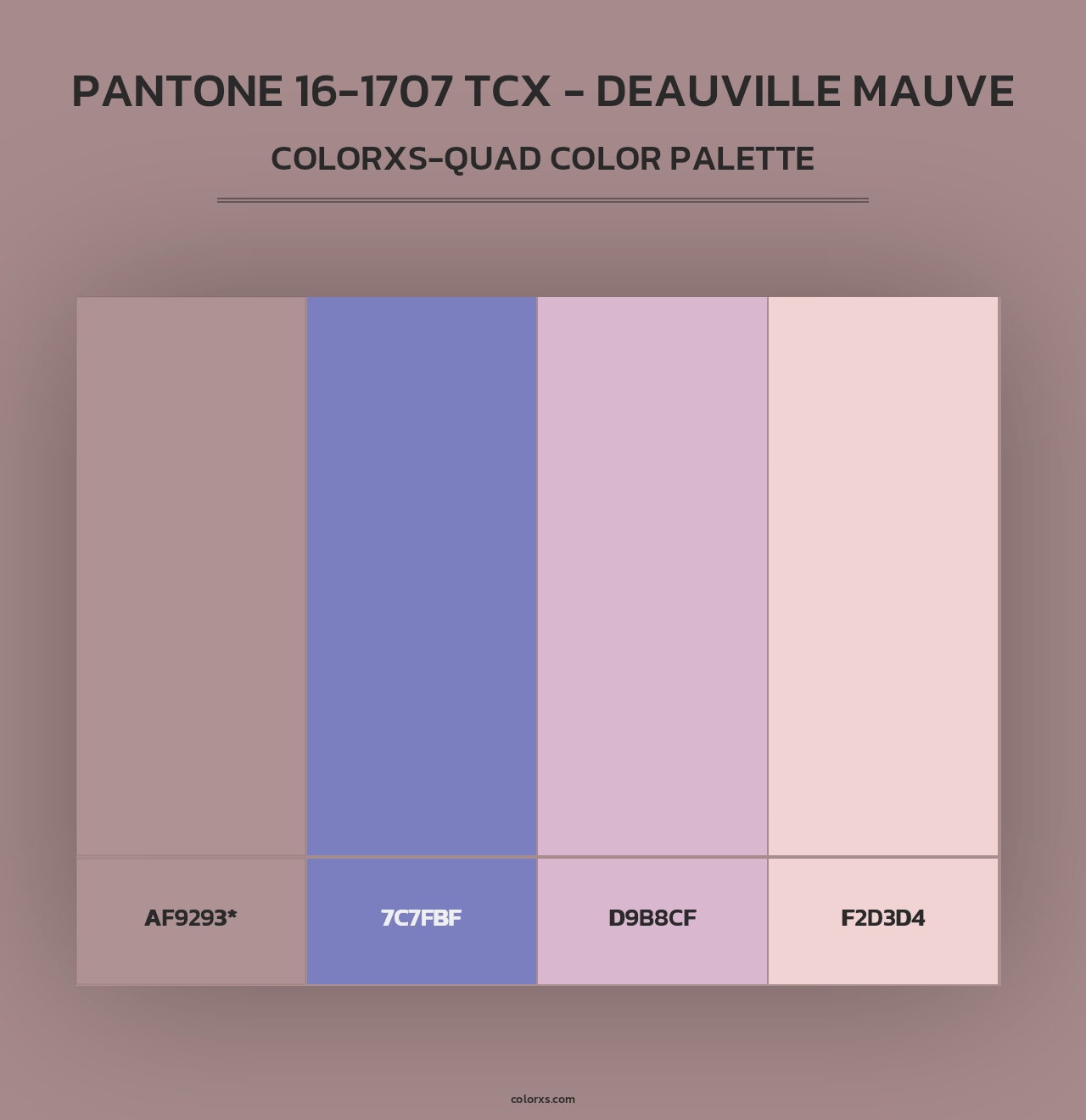 PANTONE 16-1707 TCX - Deauville Mauve - Colorxs Quad Palette