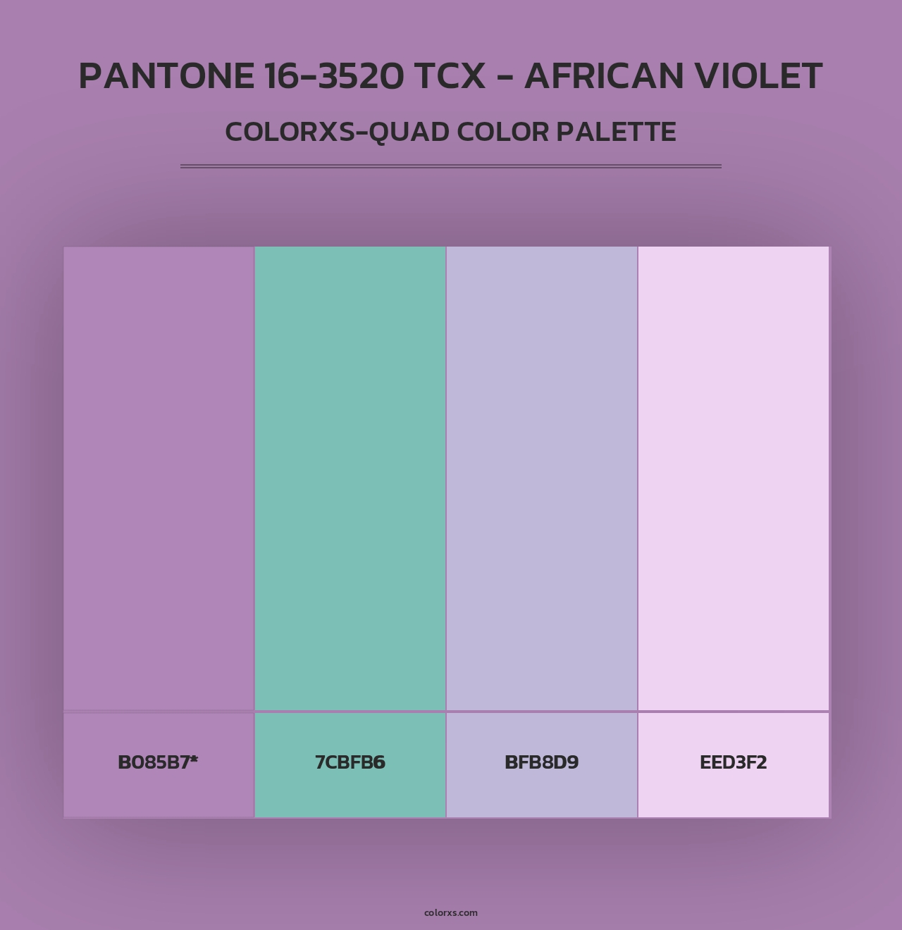 PANTONE 16-3520 TCX - African Violet - Colorxs Quad Palette
