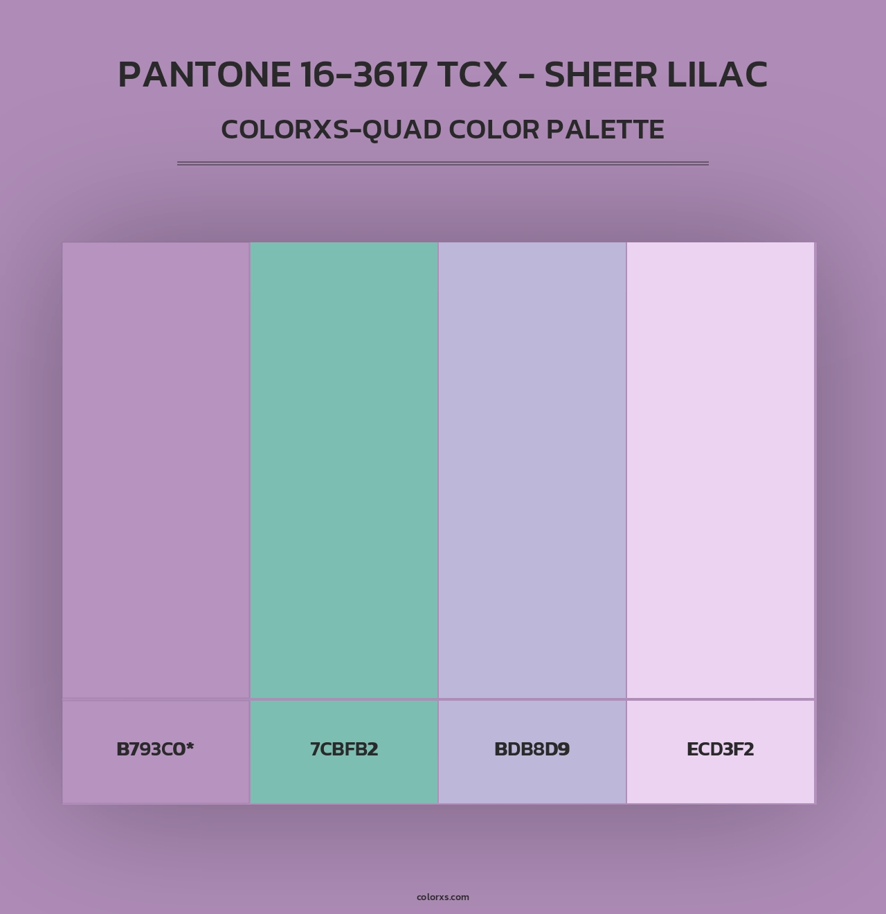 PANTONE 16-3617 TCX - Sheer Lilac - Colorxs Quad Palette