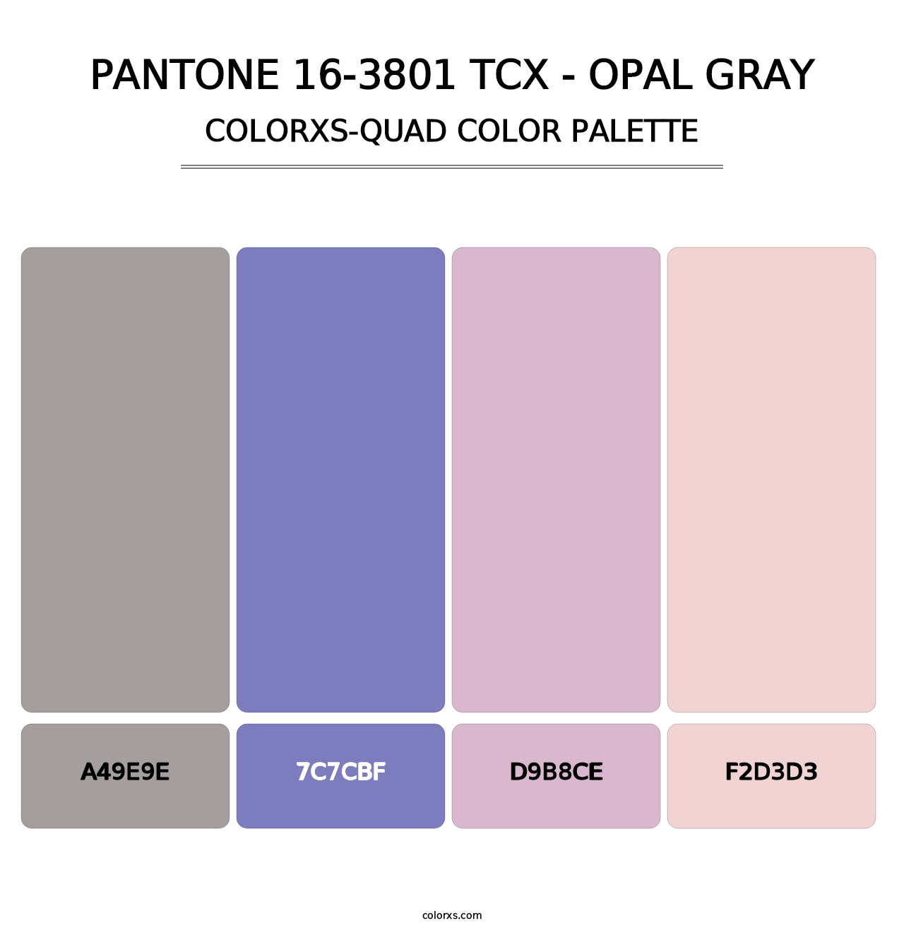 PANTONE 16-3801 TCX - Opal Gray - Colorxs Quad Palette