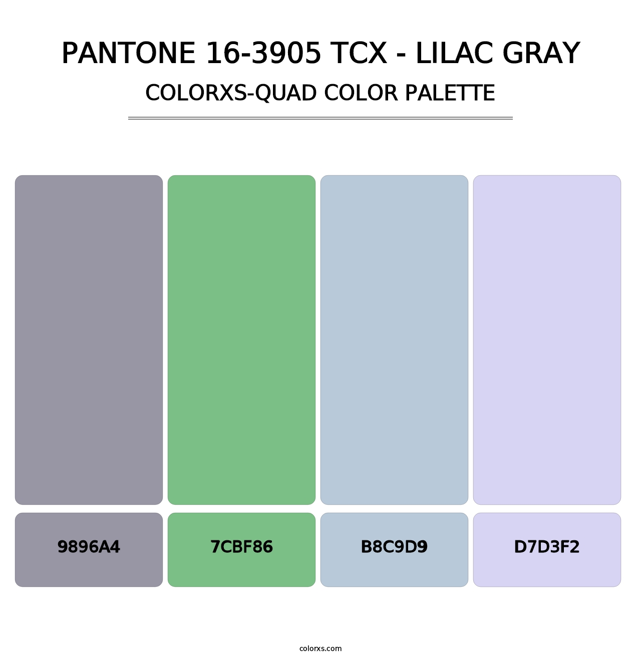 PANTONE 16-3905 TCX - Lilac Gray - Colorxs Quad Palette