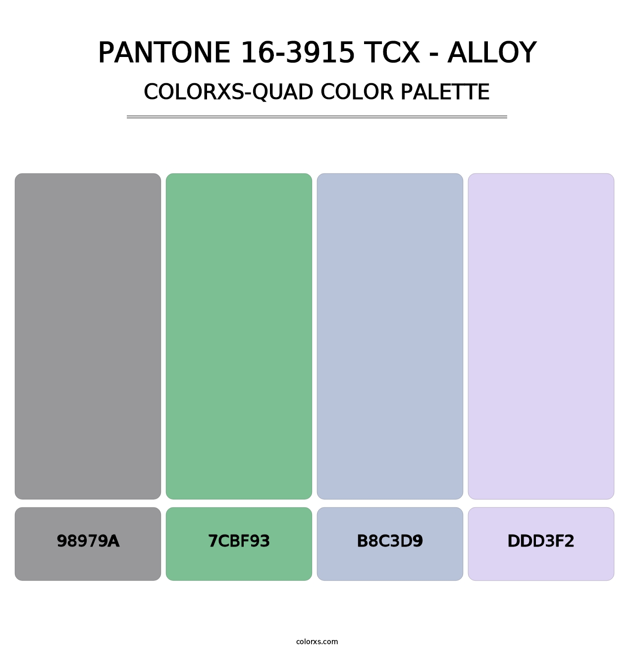 PANTONE 16-3915 TCX - Alloy - Colorxs Quad Palette