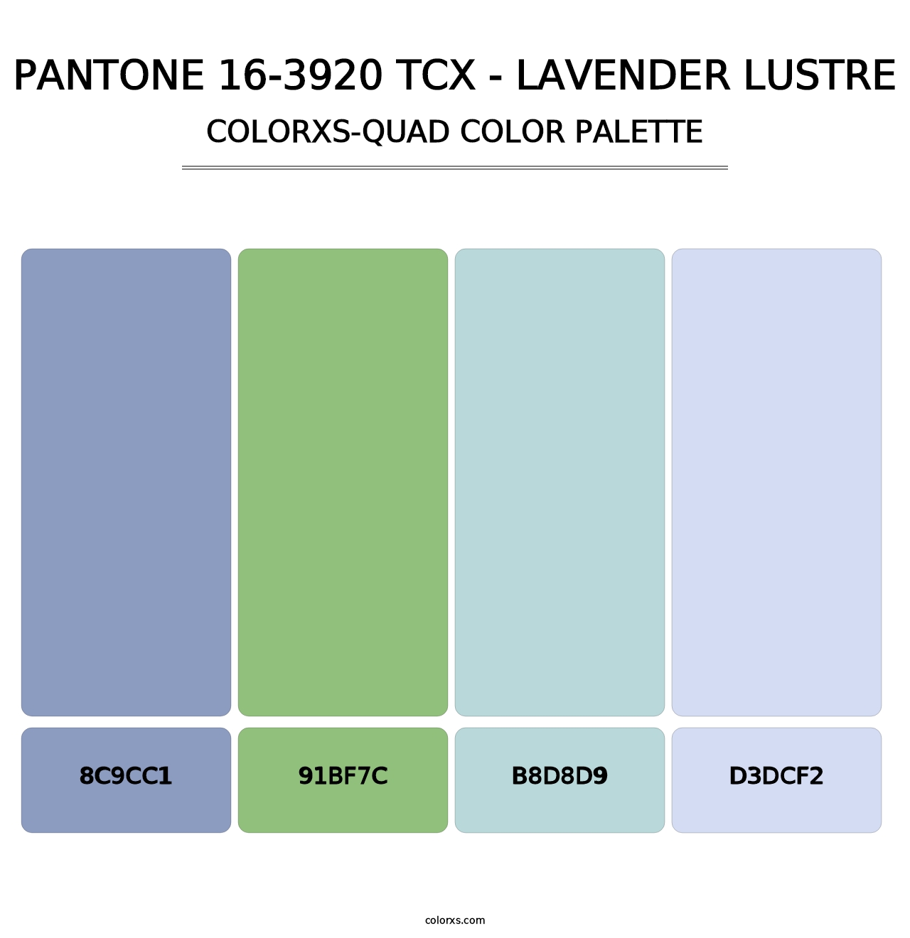 PANTONE 16-3920 TCX - Lavender Lustre - Colorxs Quad Palette