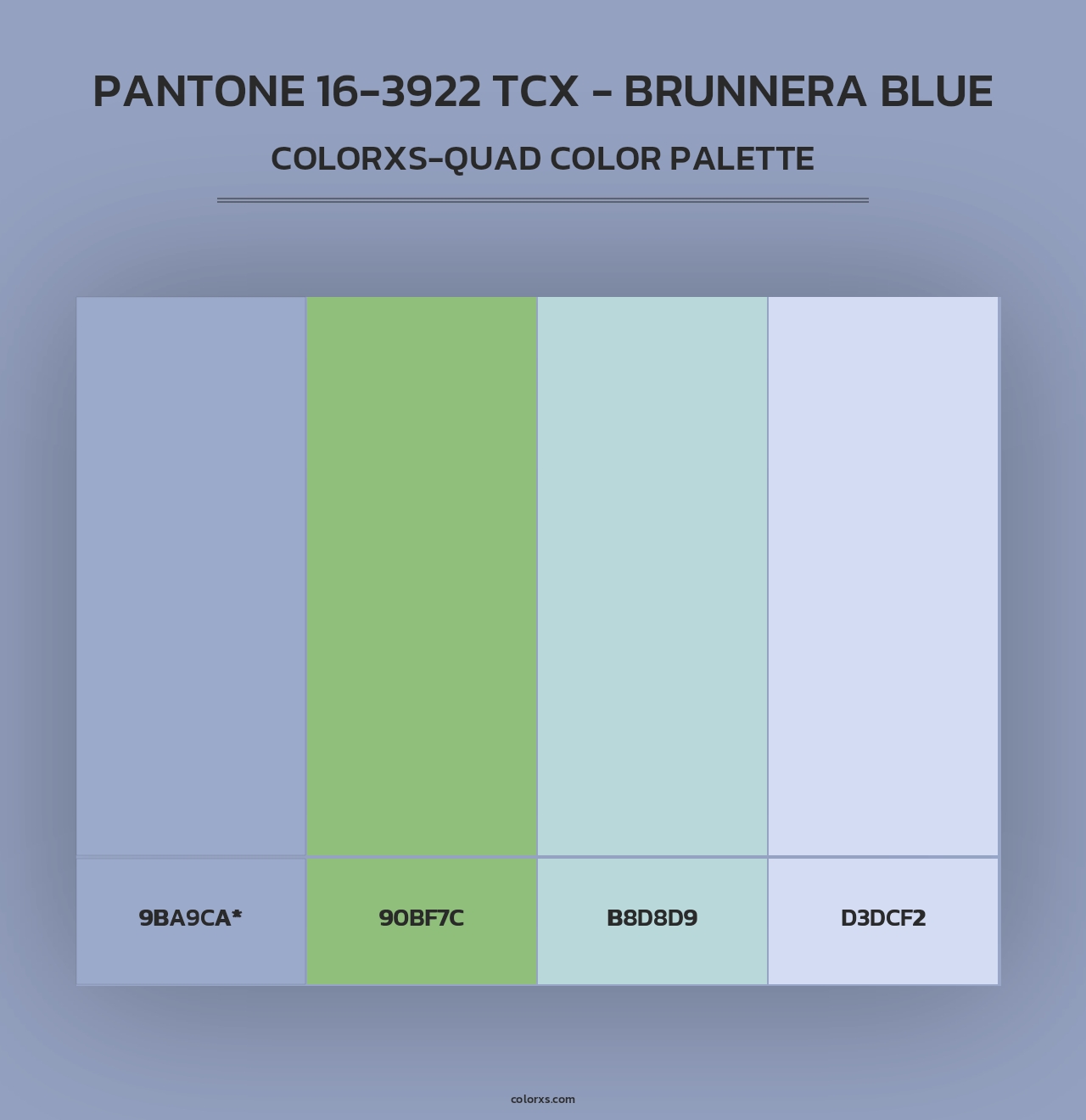 PANTONE 16-3922 TCX - Brunnera Blue - Colorxs Quad Palette