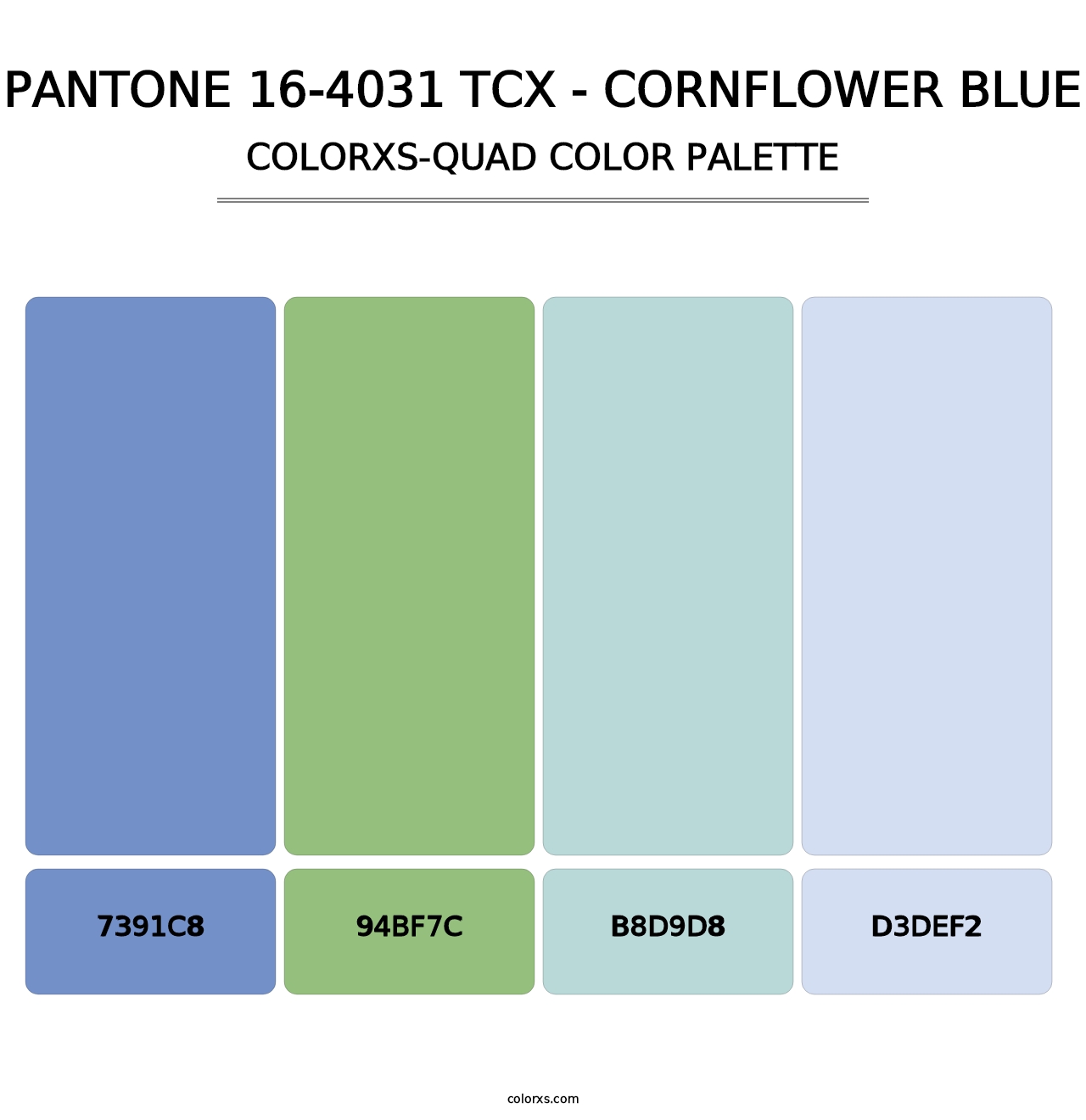 PANTONE 16-4031 TCX - Cornflower Blue - Colorxs Quad Palette