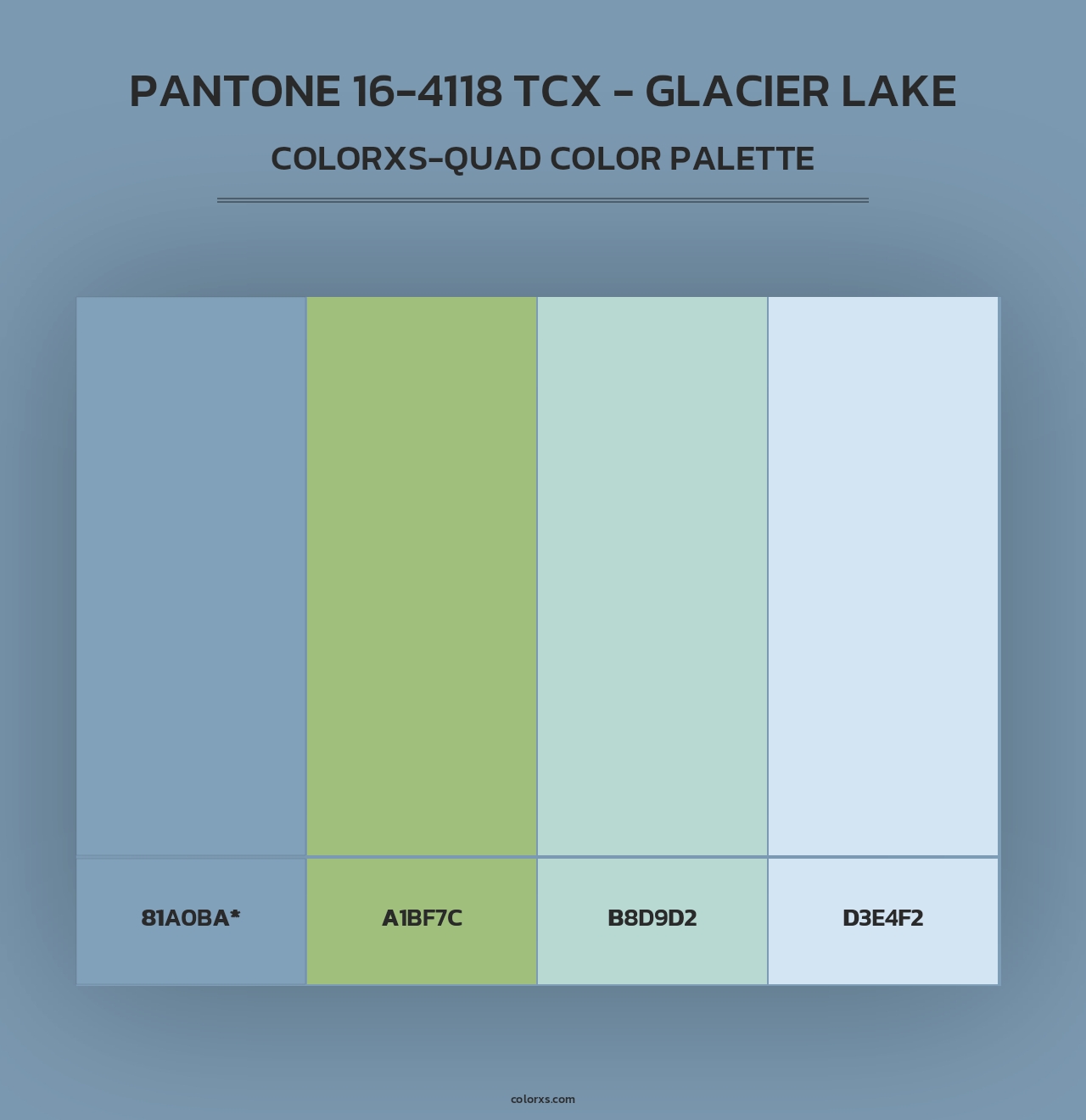 PANTONE 16-4118 TCX - Glacier Lake - Colorxs Quad Palette
