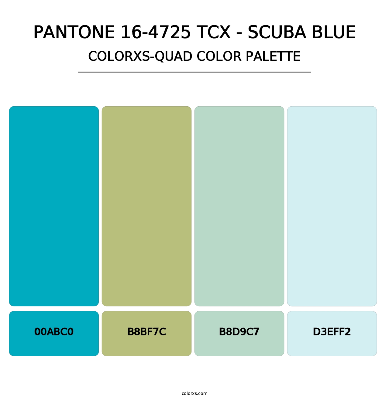 PANTONE 16-4725 TCX - Scuba Blue - Colorxs Quad Palette