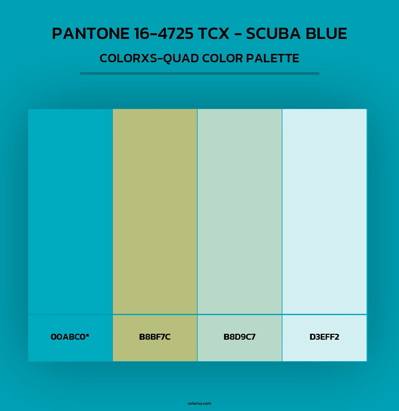 PANTONE 16-4725 TCX - Scuba Blue - Colorxs Quad Palette