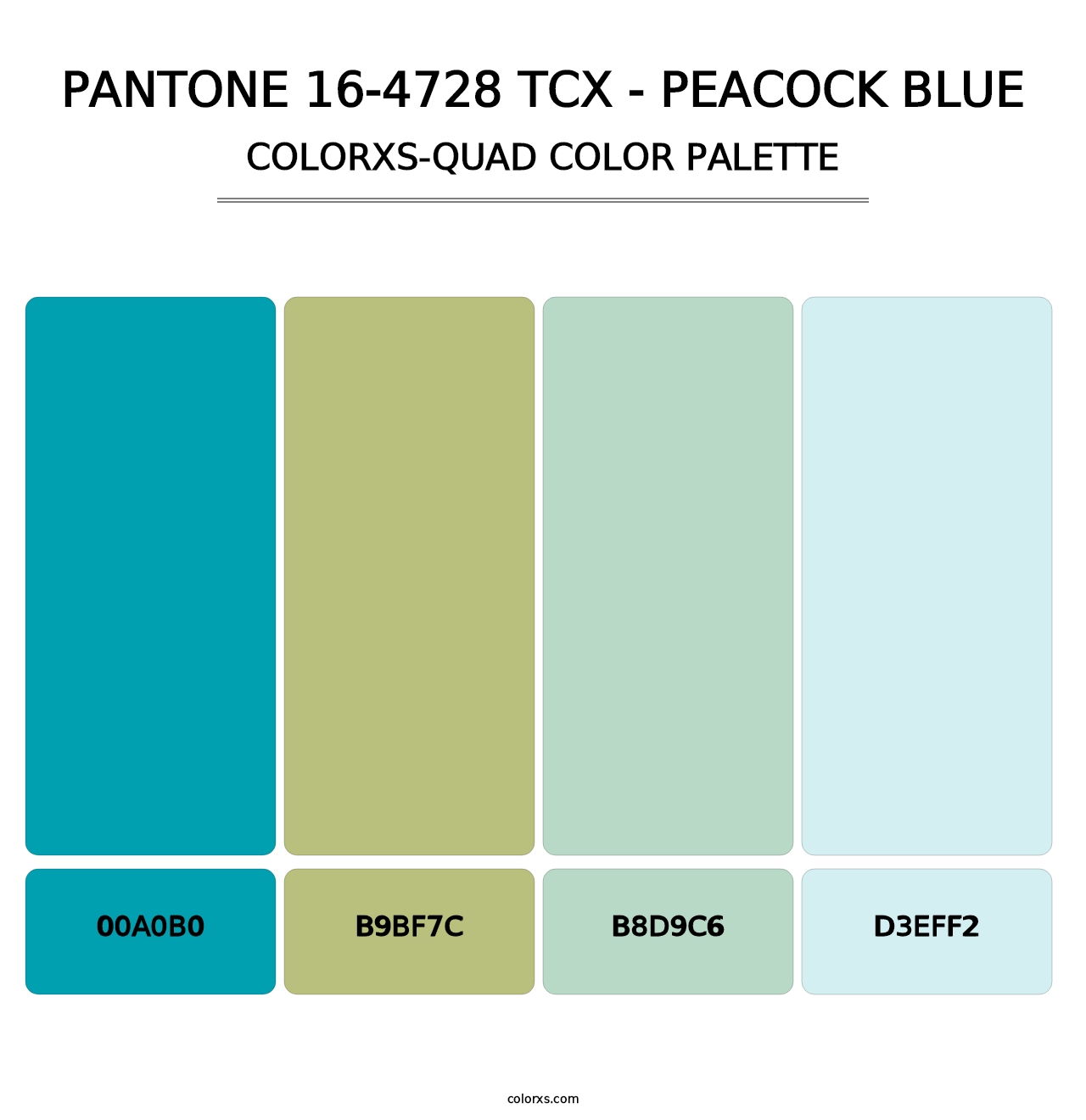 PANTONE 16-4728 TCX - Peacock Blue - Colorxs Quad Palette