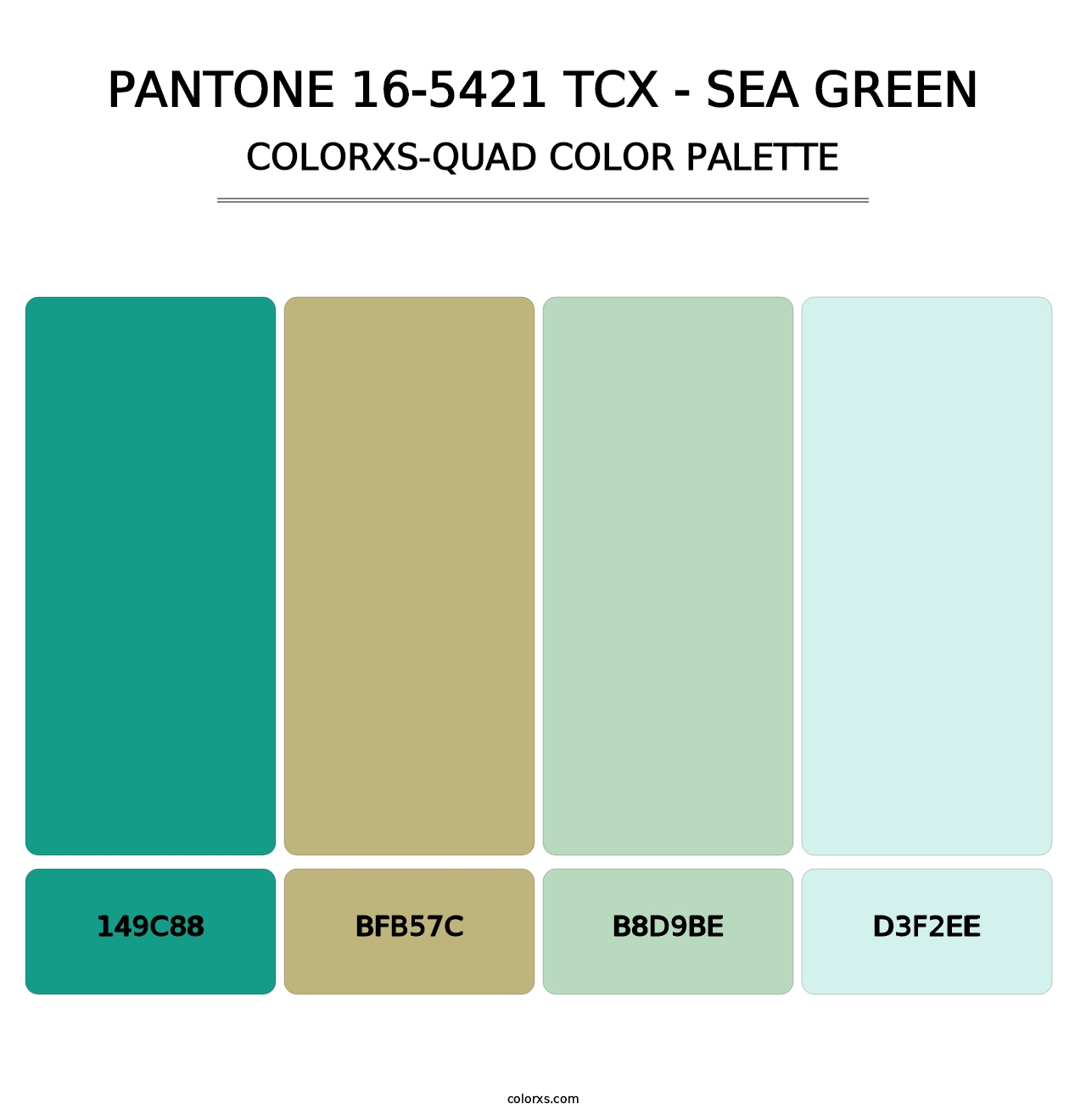 PANTONE 16-5421 TCX - Sea Green - Colorxs Quad Palette