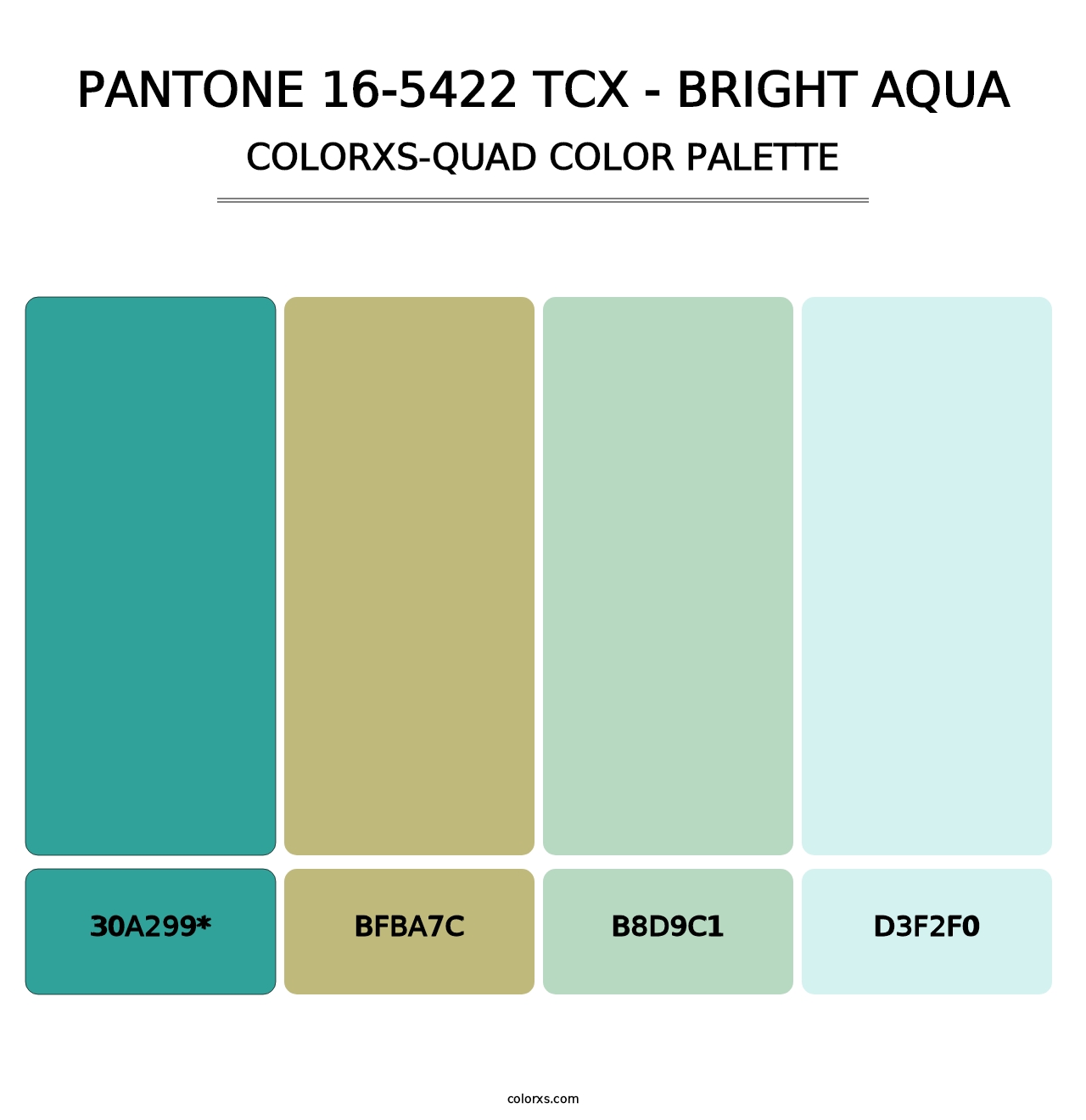PANTONE 16-5422 TCX - Bright Aqua - Colorxs Quad Palette